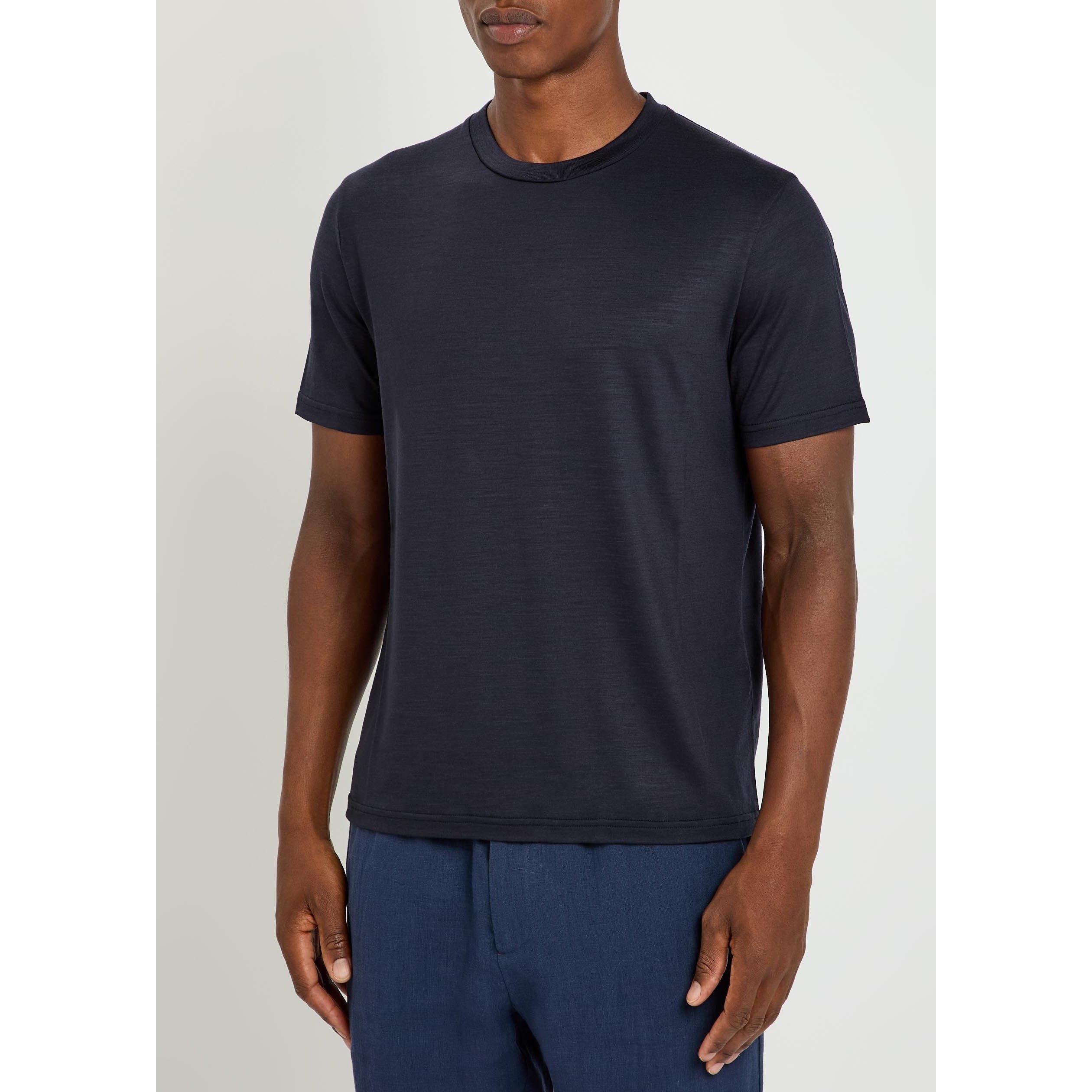 NAVY - Herno - Men's Short-Sleeve Crew-Neck Wool T-Shirt - 2