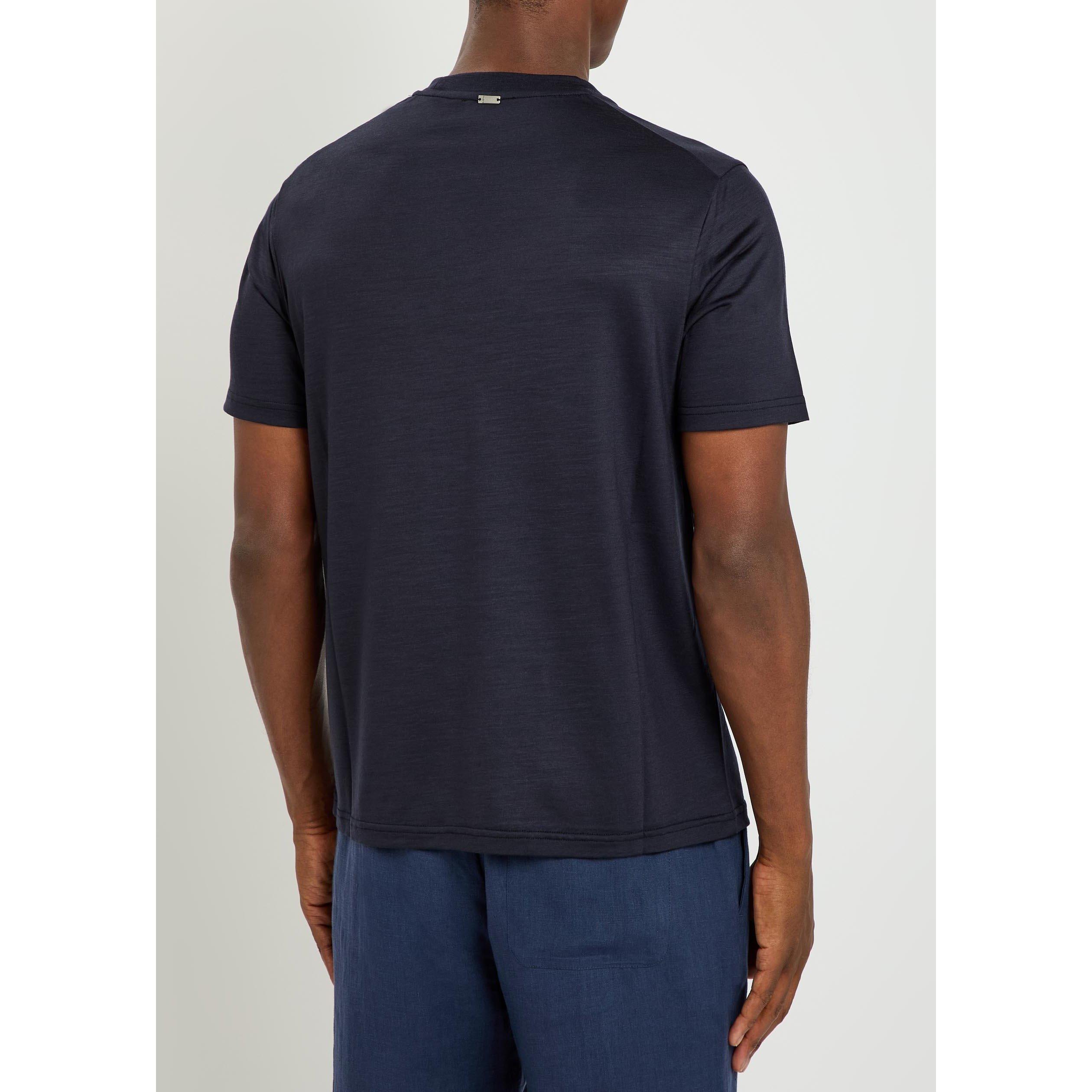 NAVY - Herno - Men's Short-Sleeve Crew-Neck Wool T-Shirt - 3