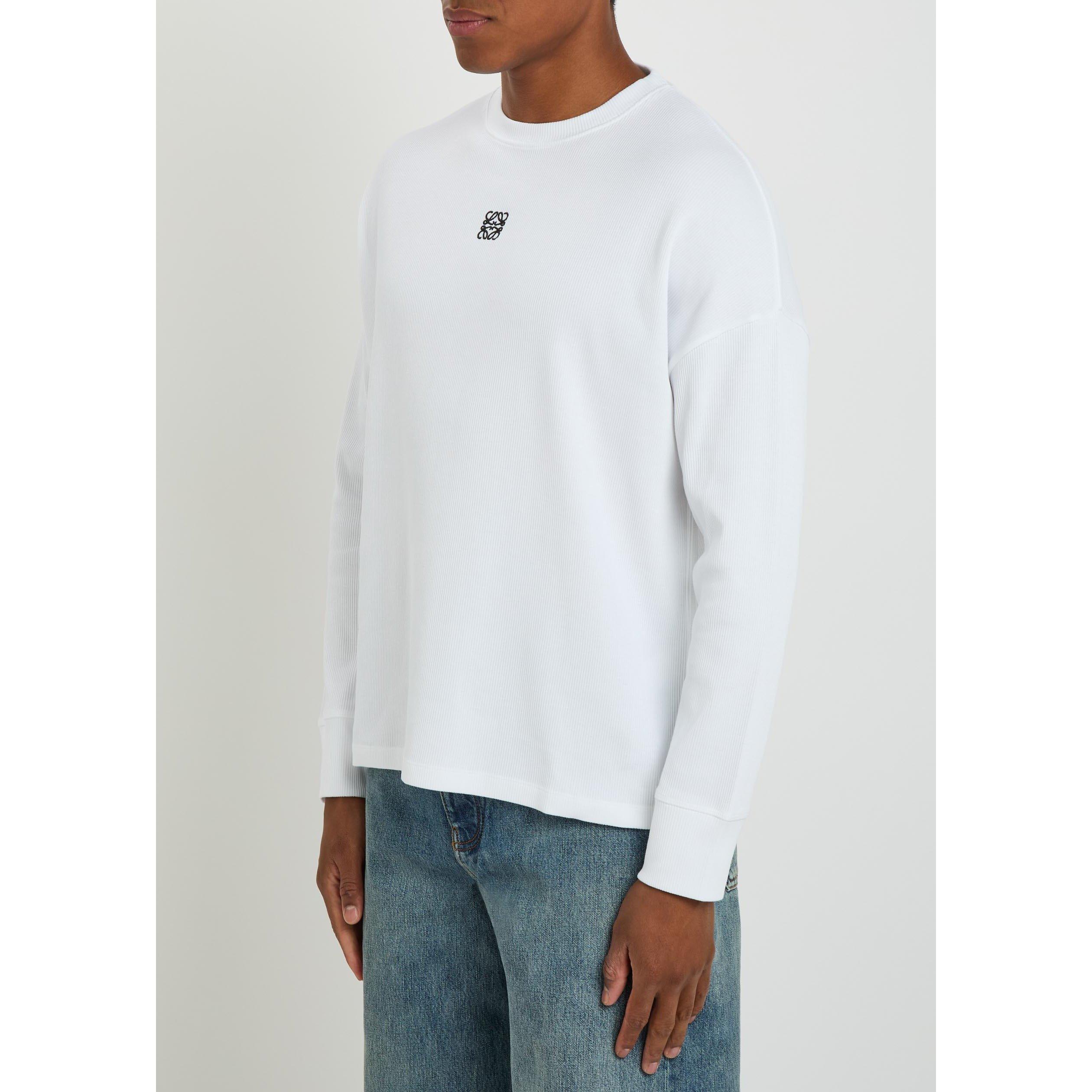 WHITE - Loewe - Men's Centre Logo Cotton Oversized-Fit Long-Sleeve T-Shirt - 2