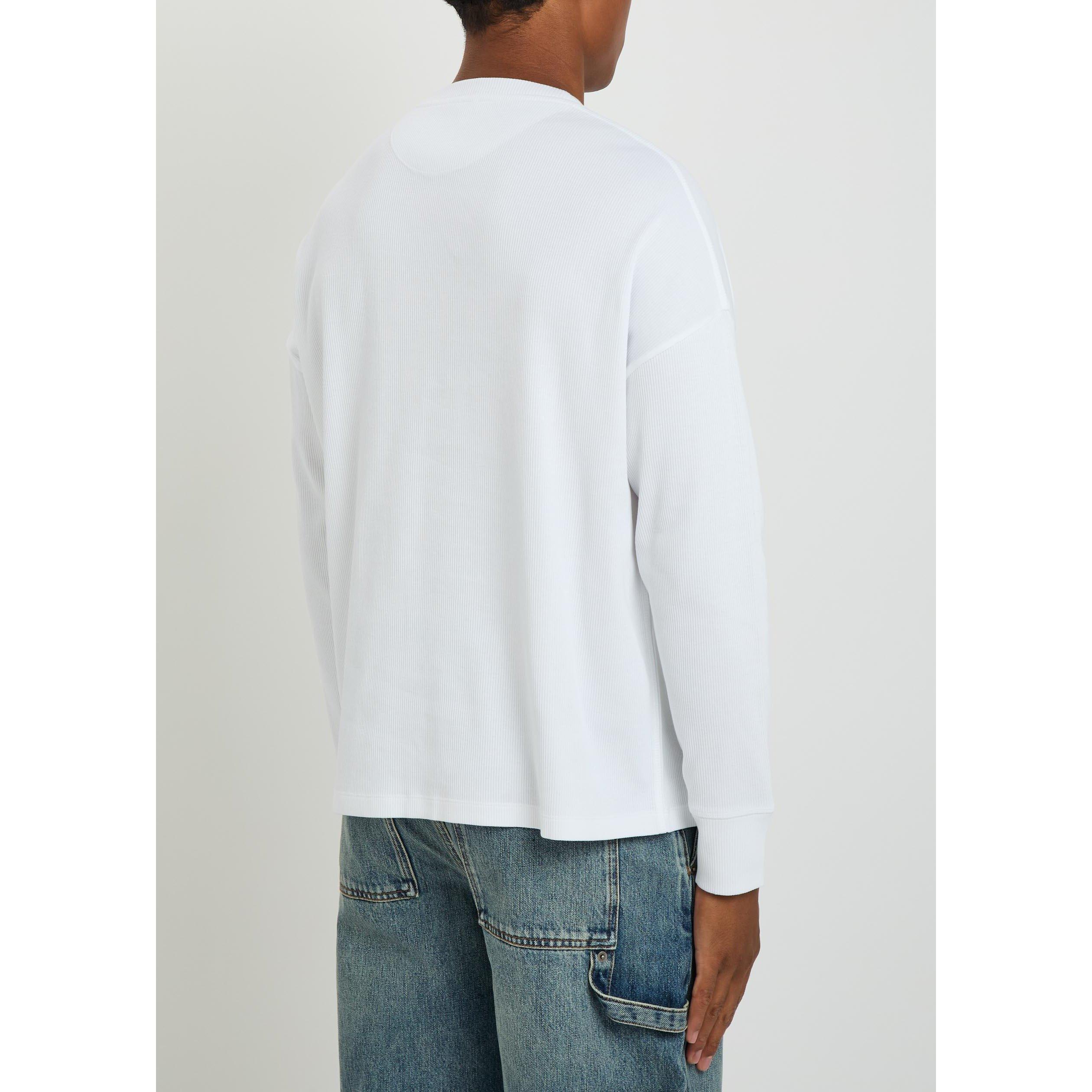 WHITE - Loewe - Men's Centre Logo Cotton Oversized-Fit Long-Sleeve T-Shirt - 3
