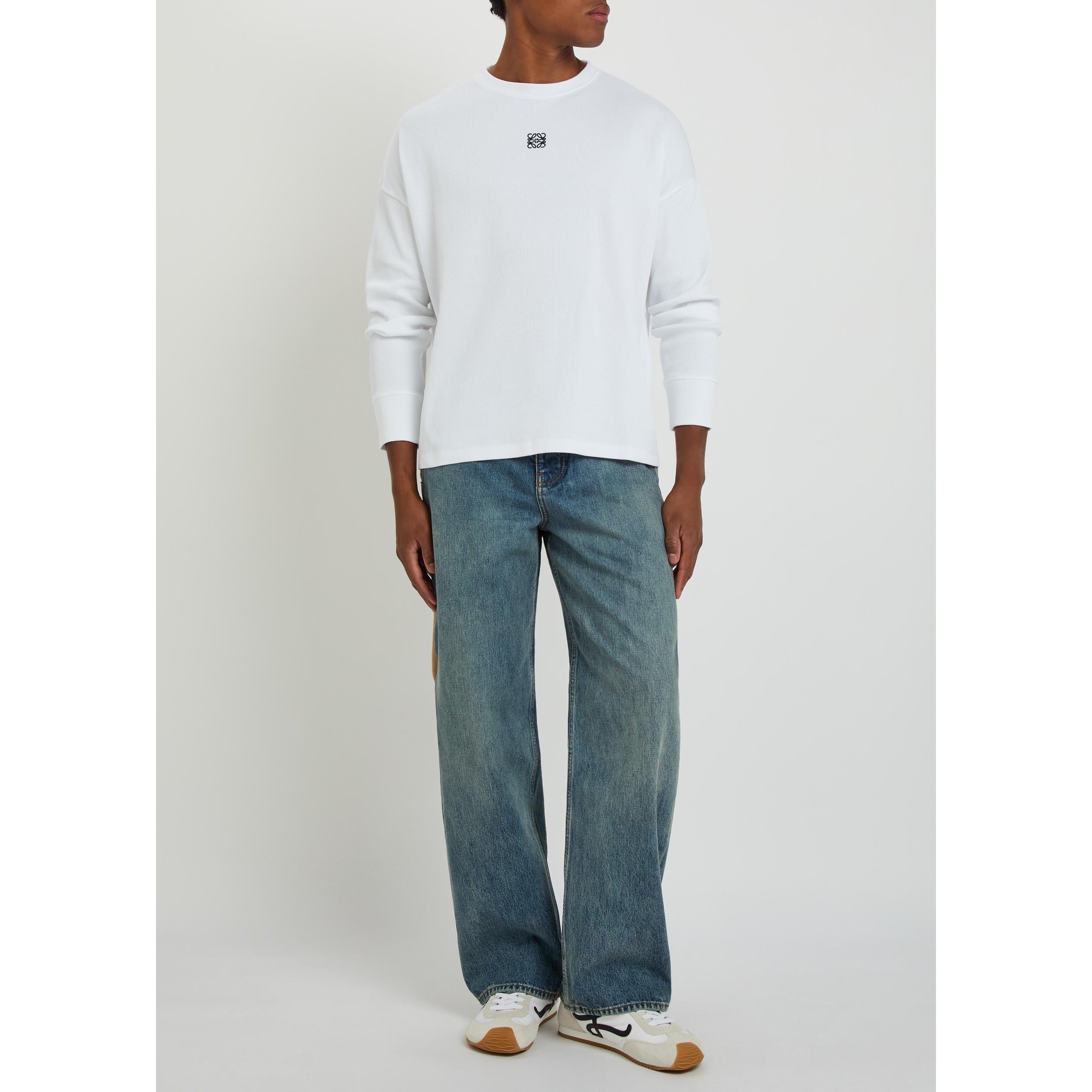 WHITE - Loewe - Men's Centre Logo Cotton Oversized-Fit Long-Sleeve T-Shirt - 5