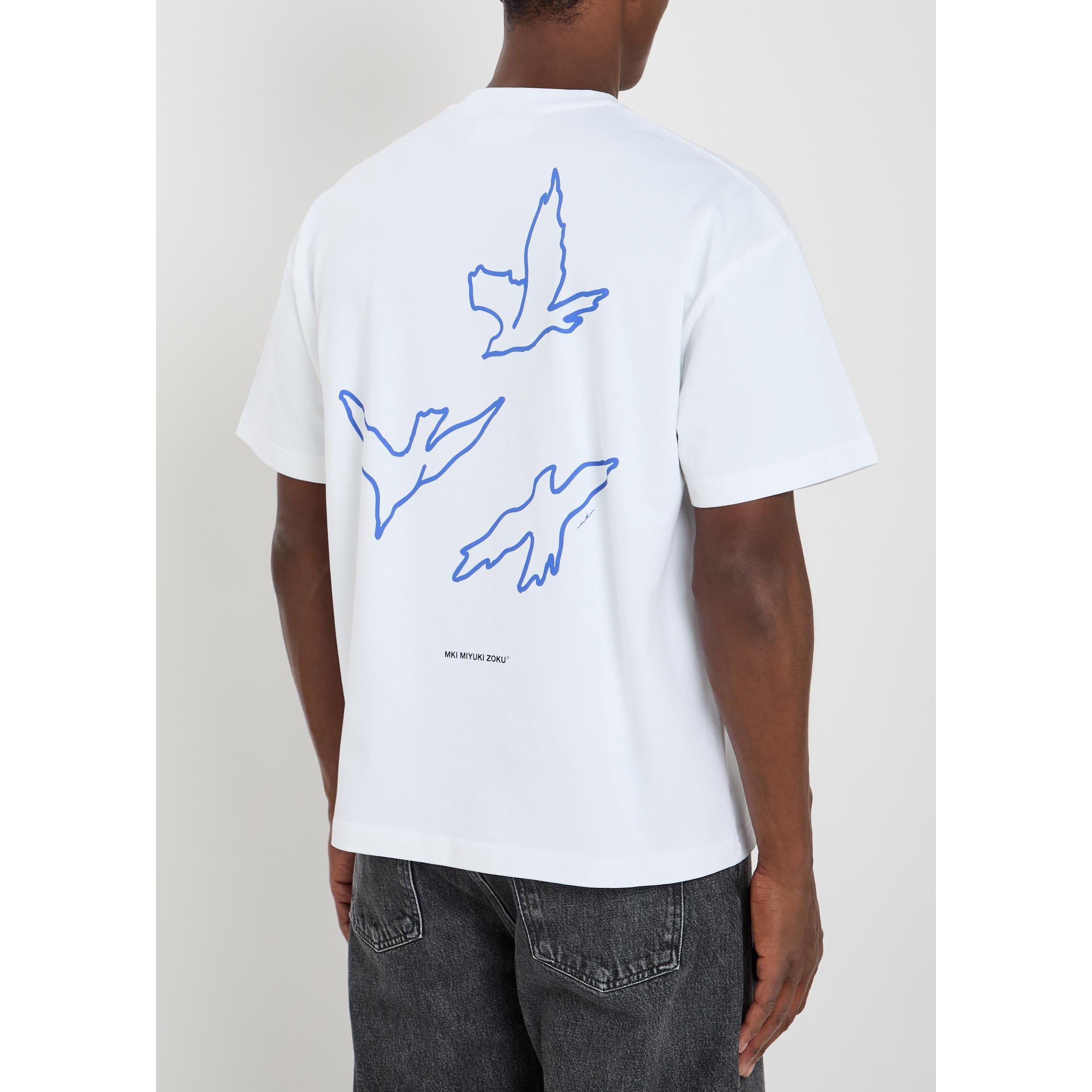 WHITE - MKI MIYUKI ZOKU - Men's Flight Graphic Cotton Crew-Neck T-Shirt - 3