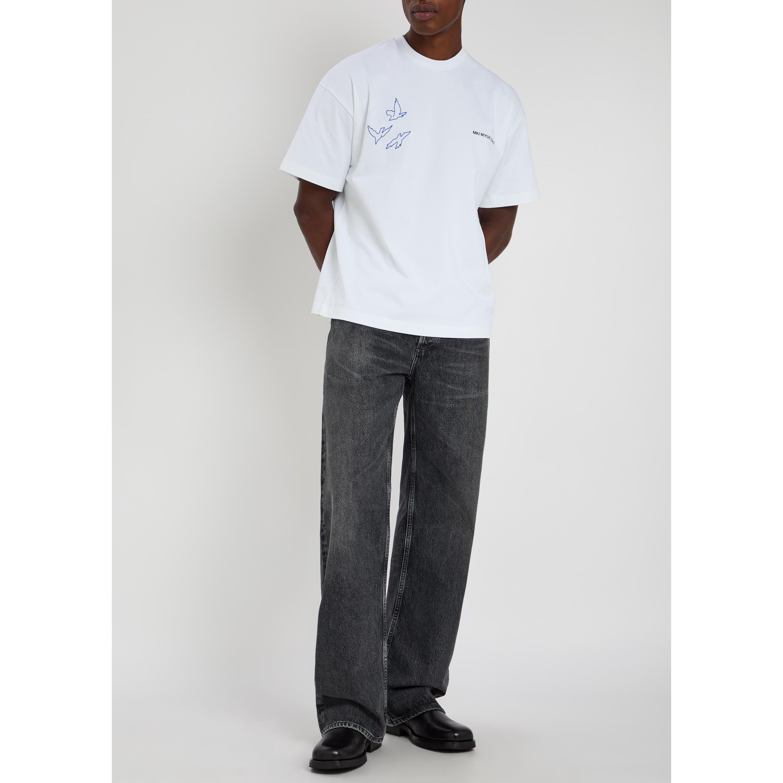 WHITE - MKI MIYUKI ZOKU - Men's Flight Graphic Cotton Crew-Neck T-Shirt - 5
