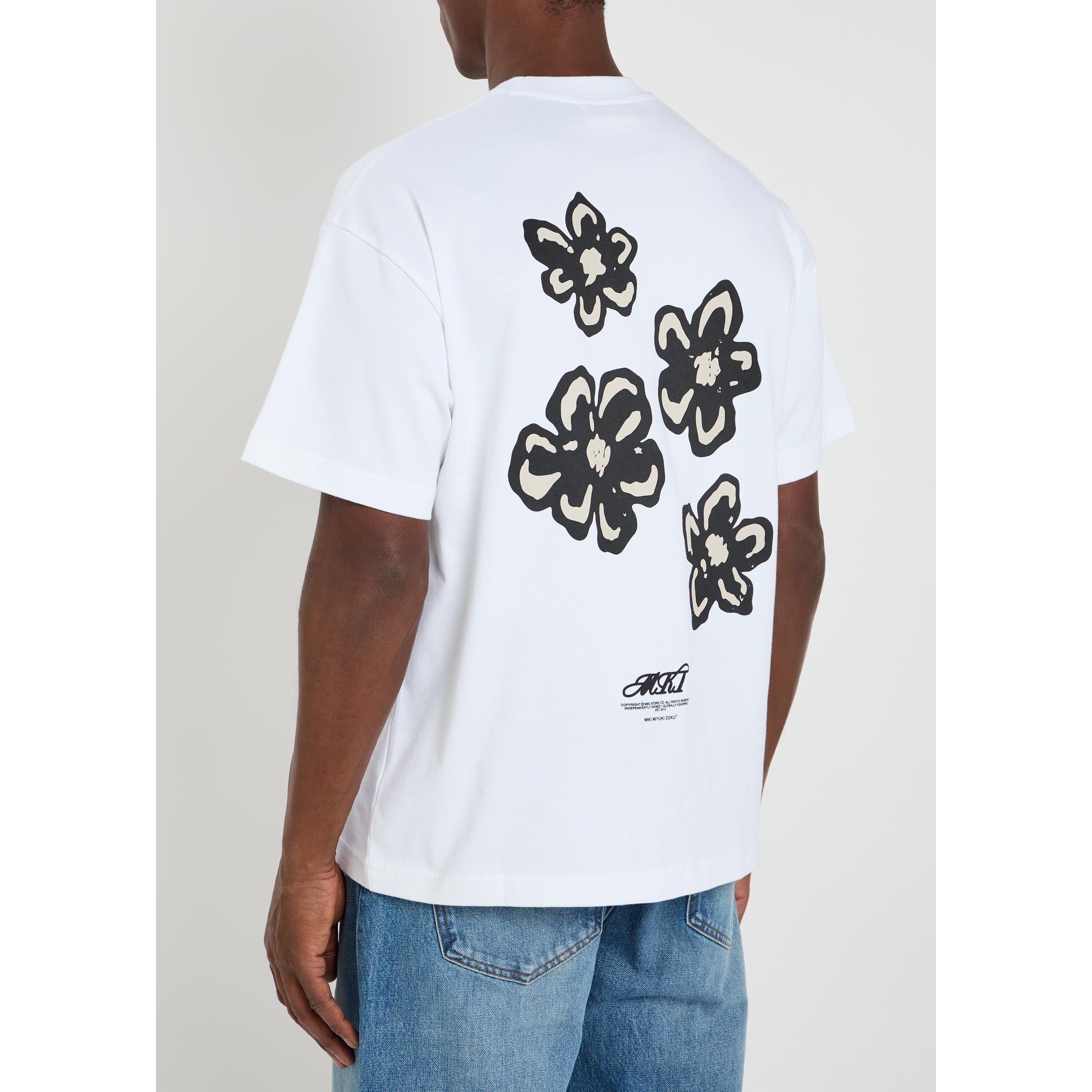 WHITE - MKI MIYUKI ZOKU - Men's Hibiscus Cotton T-Shirt - 3