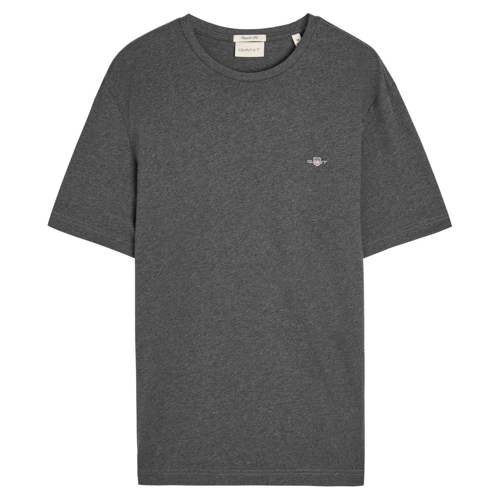 DARK GREY - Gant - GANT SHIELD LOGO TEE SS