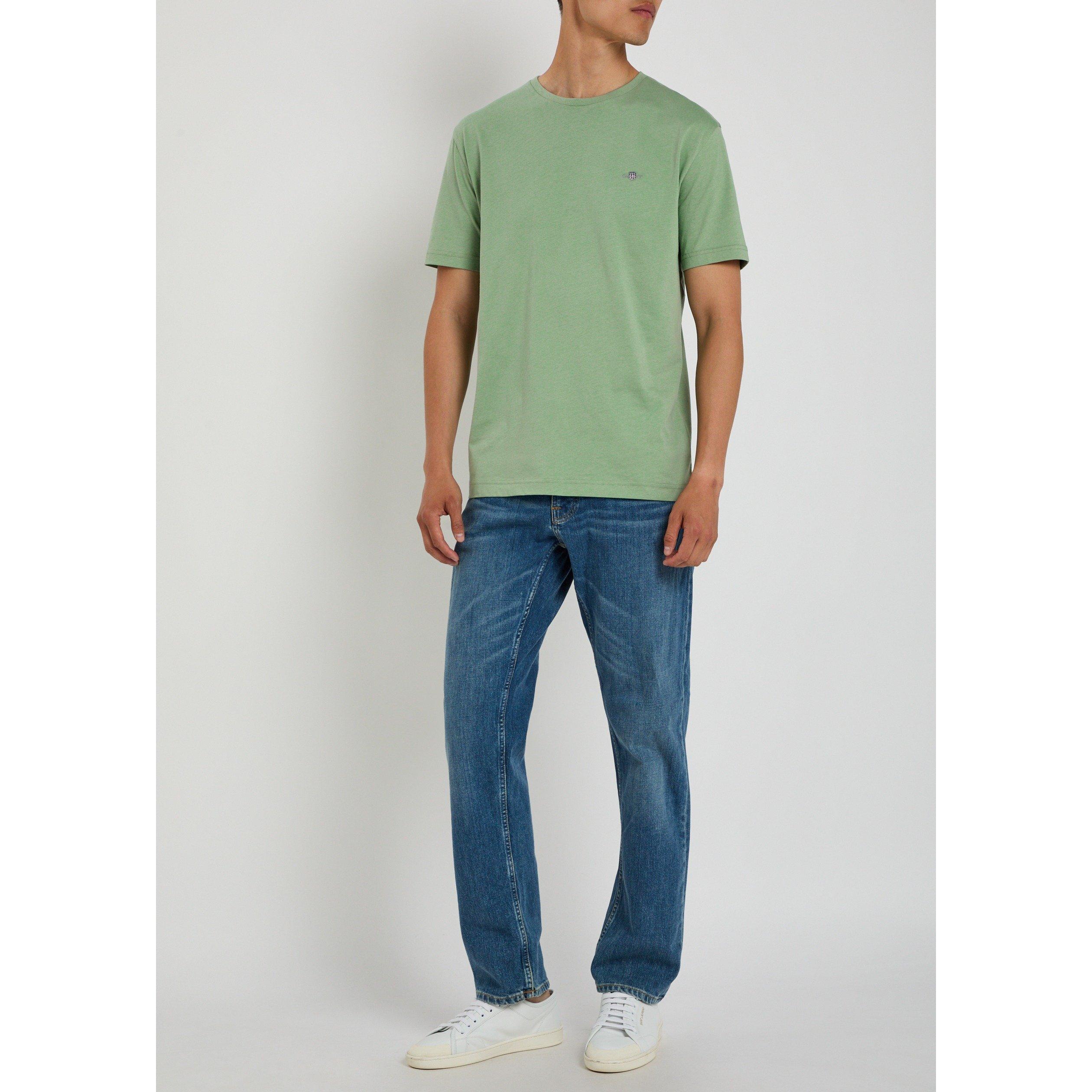 LIGHT GREEN - Gant - Men's Shield Logo Cotton Short-Sleeve T-Shirt - 5