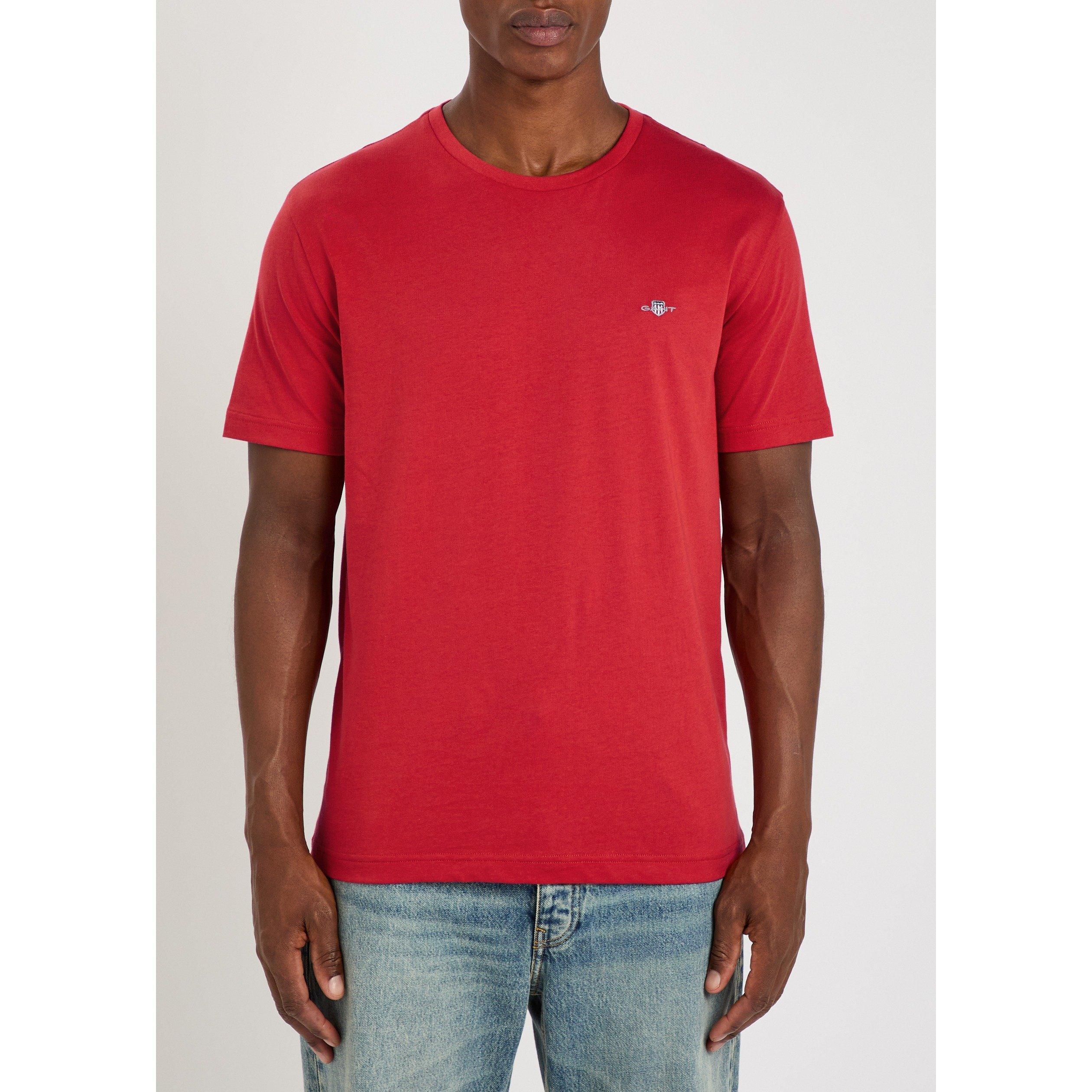 RED - Gant - Men's Shield Logo Cotton Short-Sleeve T-Shirt - 2