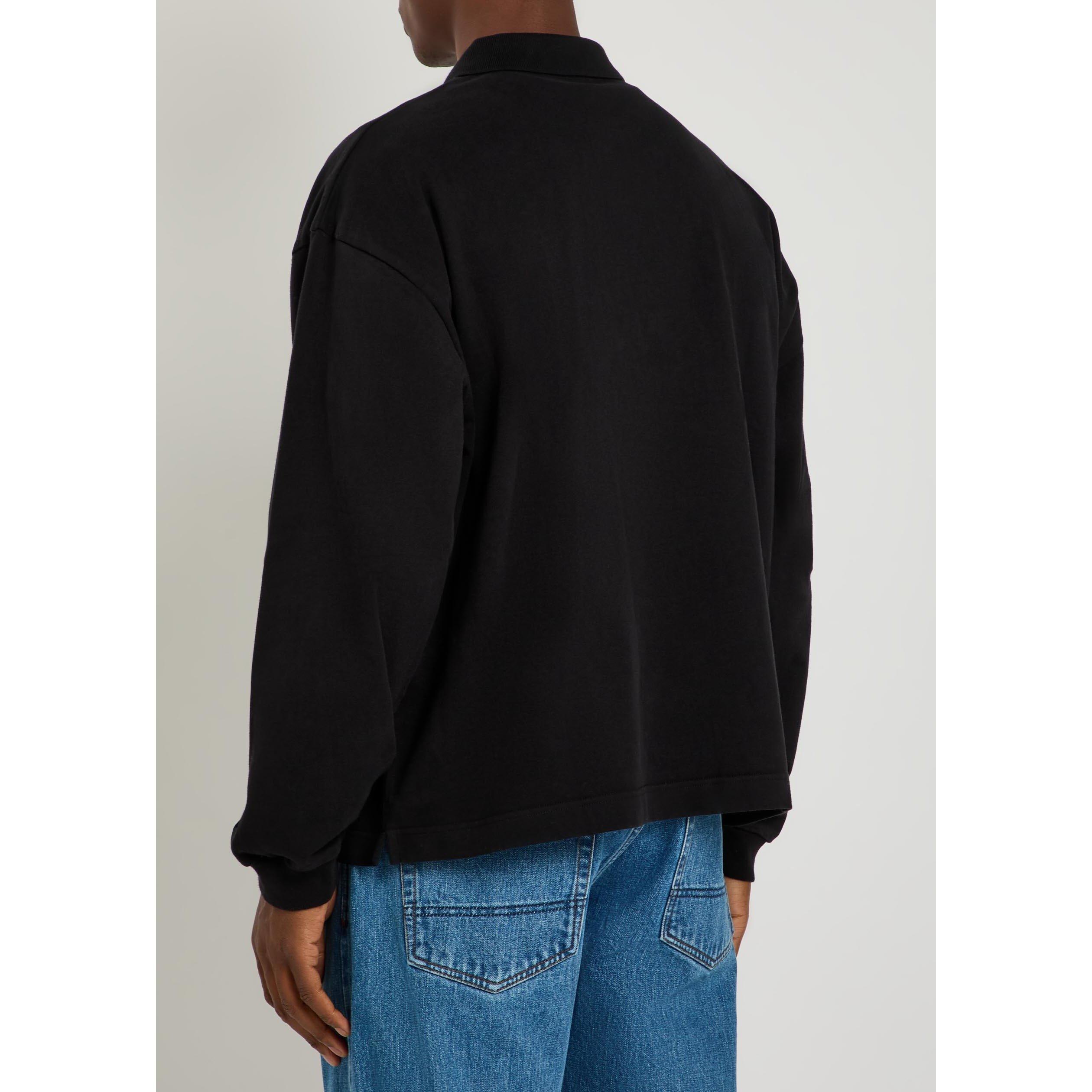 BLACK AND BLACK - Represent - Men's Owners Club Cotton Long-Sleeve Oversized-Fit Rugby Shirt - 3