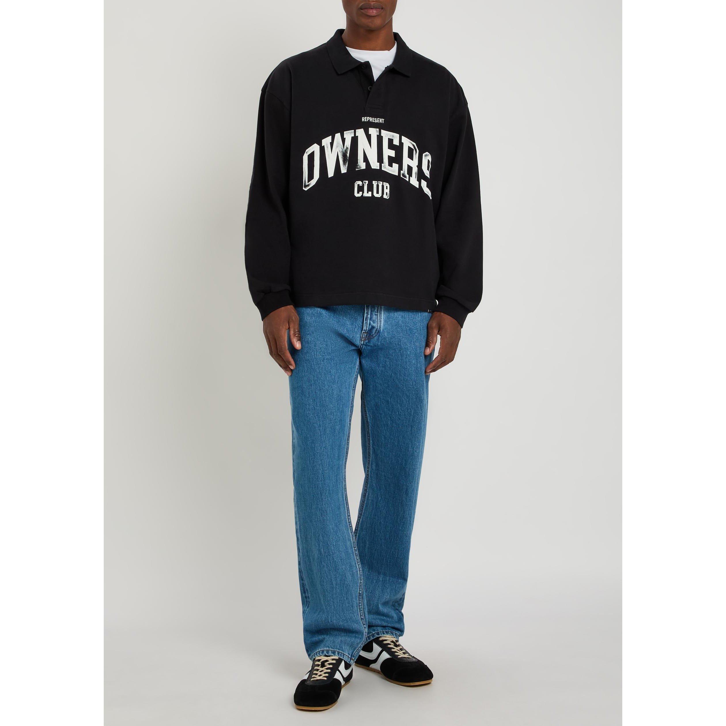BLACK AND BLACK - Represent - Men's Owners Club Cotton Long-Sleeve Oversized-Fit Rugby Shirt - 5