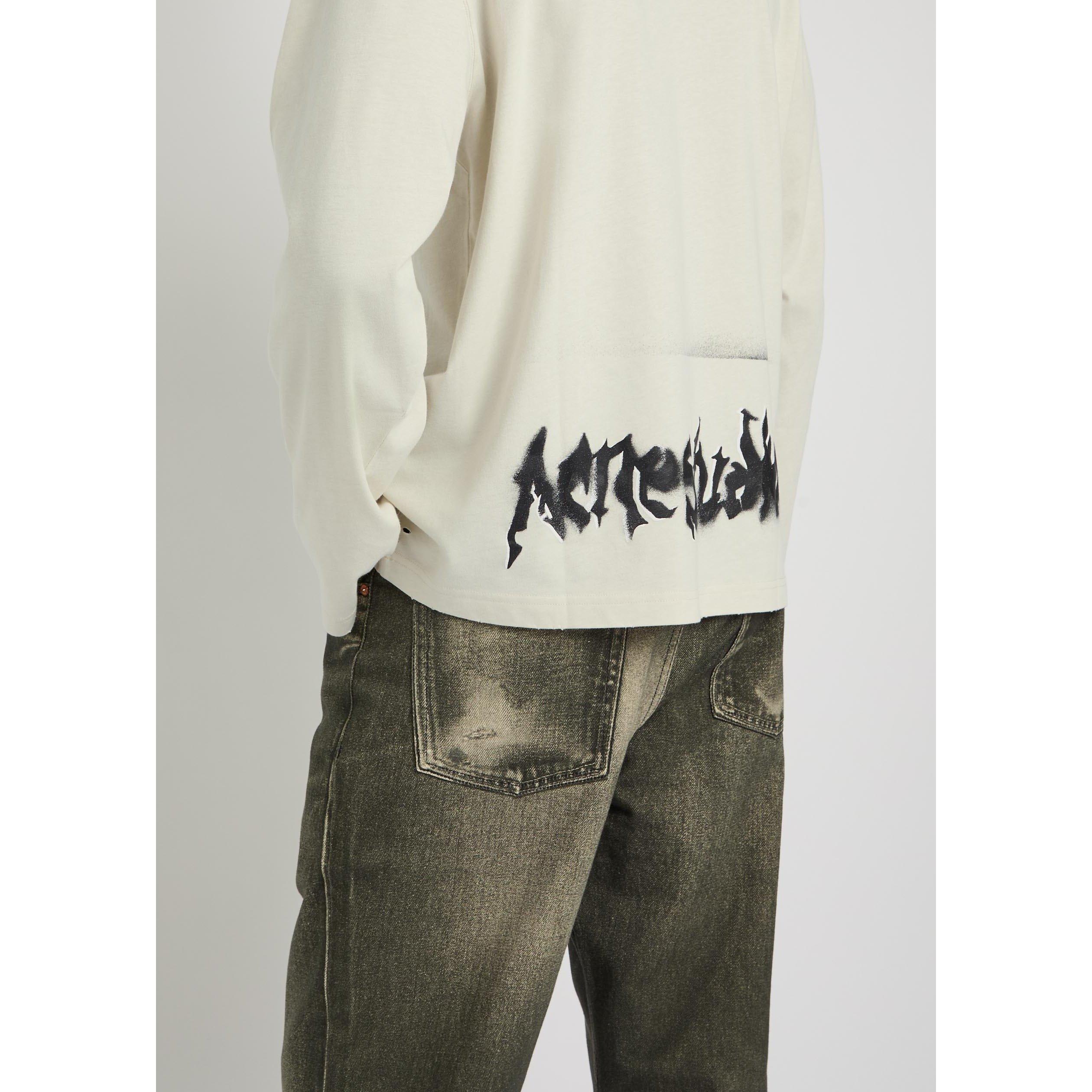 WHITE - Acne Studios - Men's Graphic Cotton Long-Sleeve Oversized-Fit T-Shirt - 4