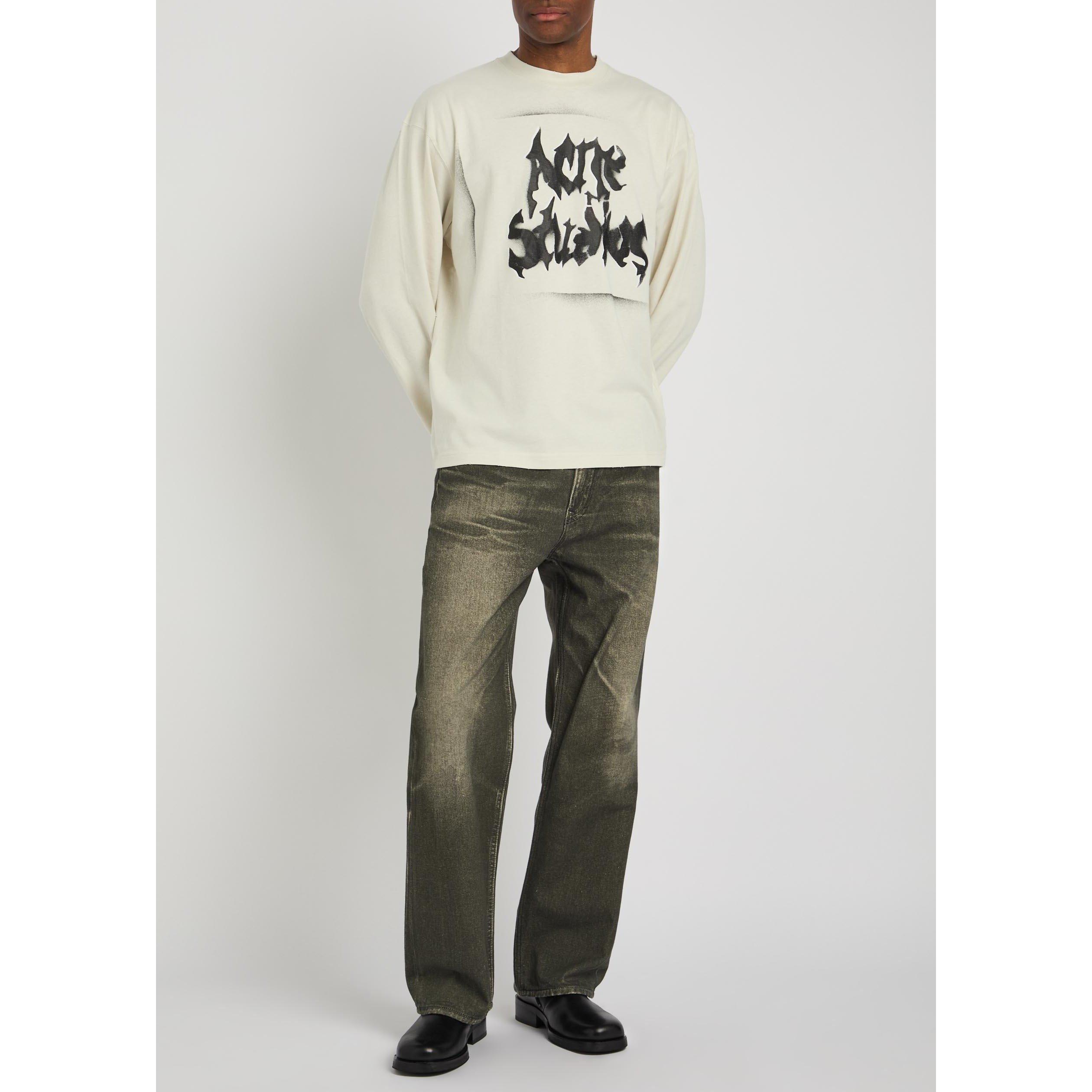 WHITE - Acne Studios - Men's Graphic Cotton Long-Sleeve Oversized-Fit T-Shirt - 5