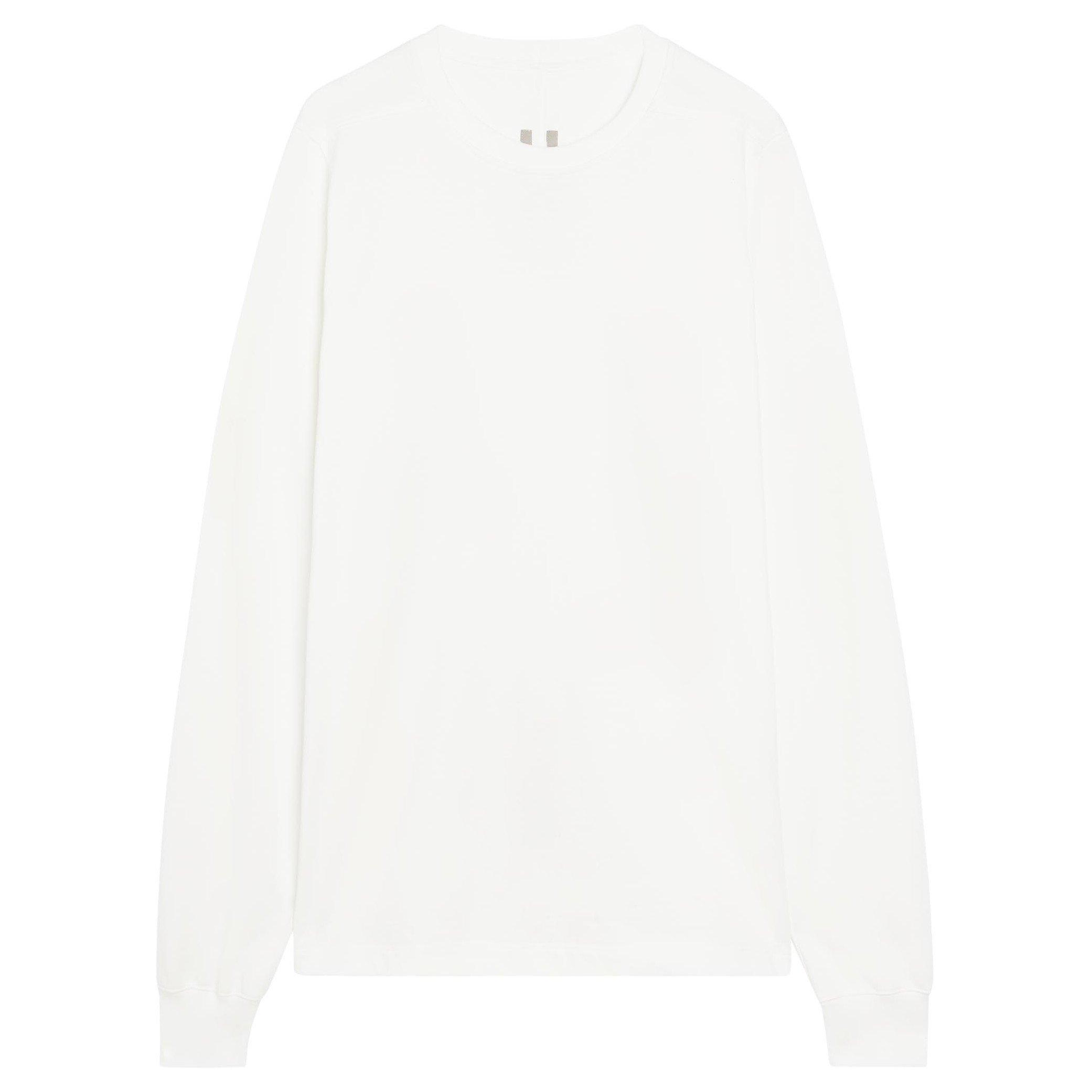 WHITE - Rick Owens - Men's Cotton Crew-Neck Long-Sleeve T-Shirt - 1