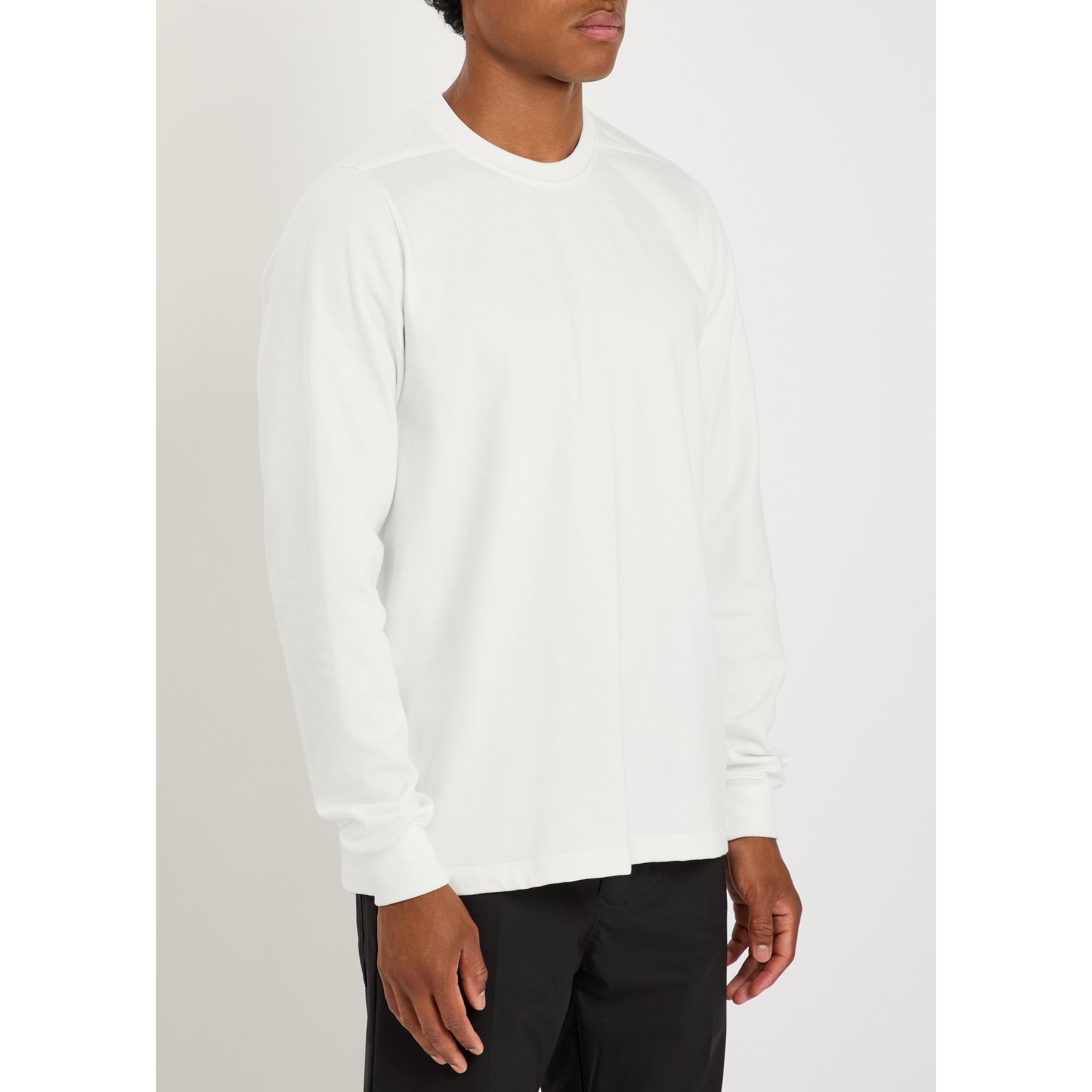 WHITE - Rick Owens - Men's Cotton Crew-Neck Long-Sleeve T-Shirt - 2