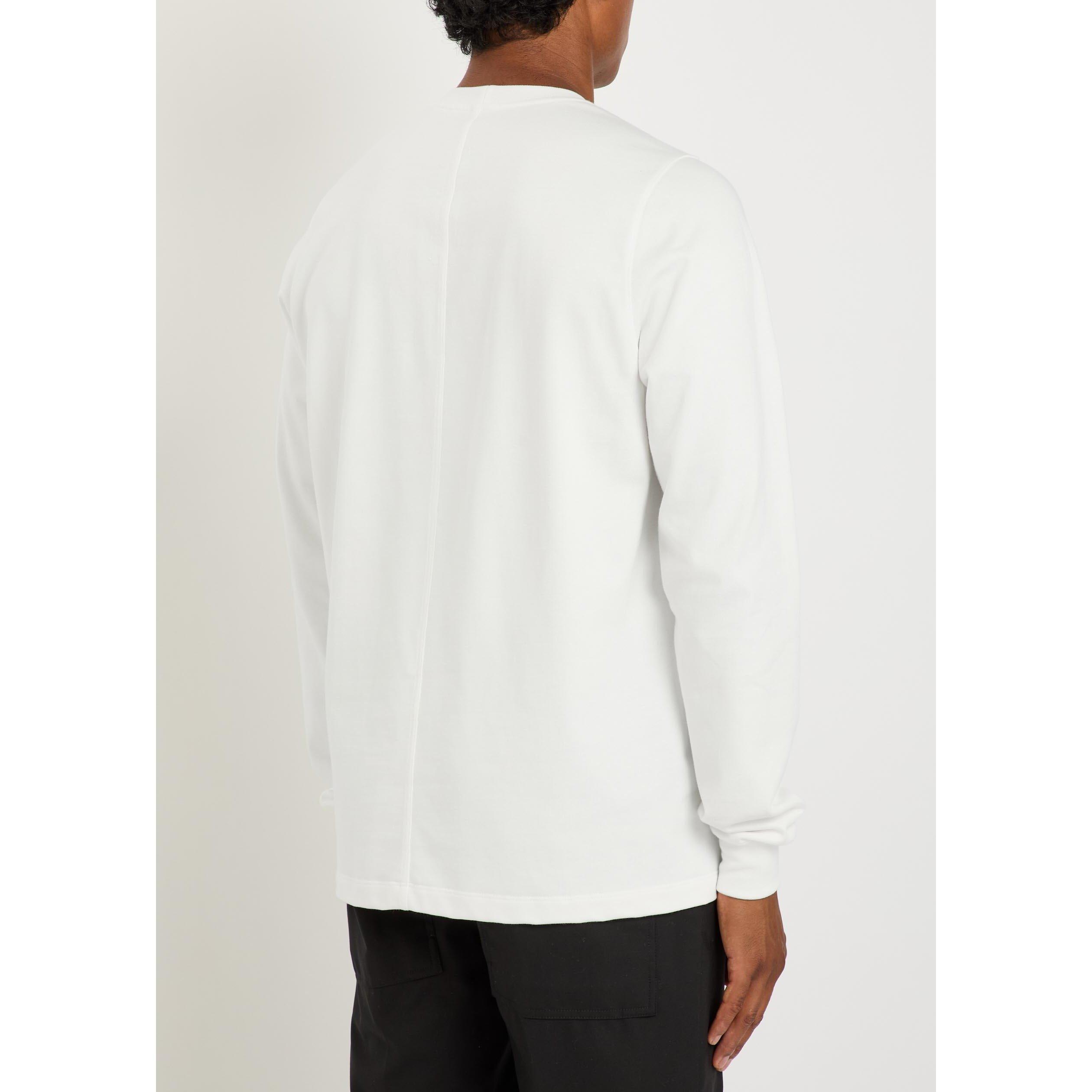 WHITE - Rick Owens - Men's Cotton Crew-Neck Long-Sleeve T-Shirt - 3