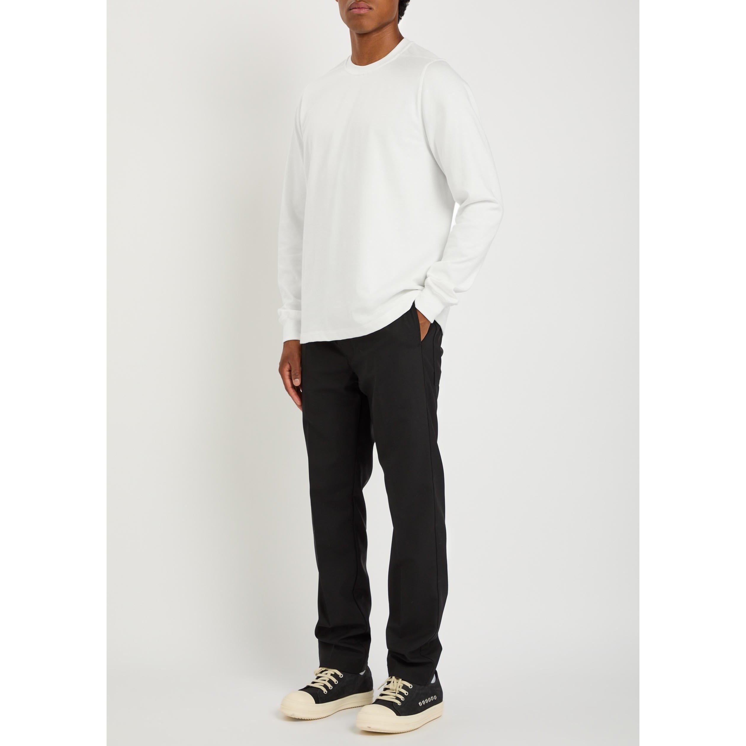 WHITE - Rick Owens - Men's Cotton Crew-Neck Long-Sleeve T-Shirt - 5