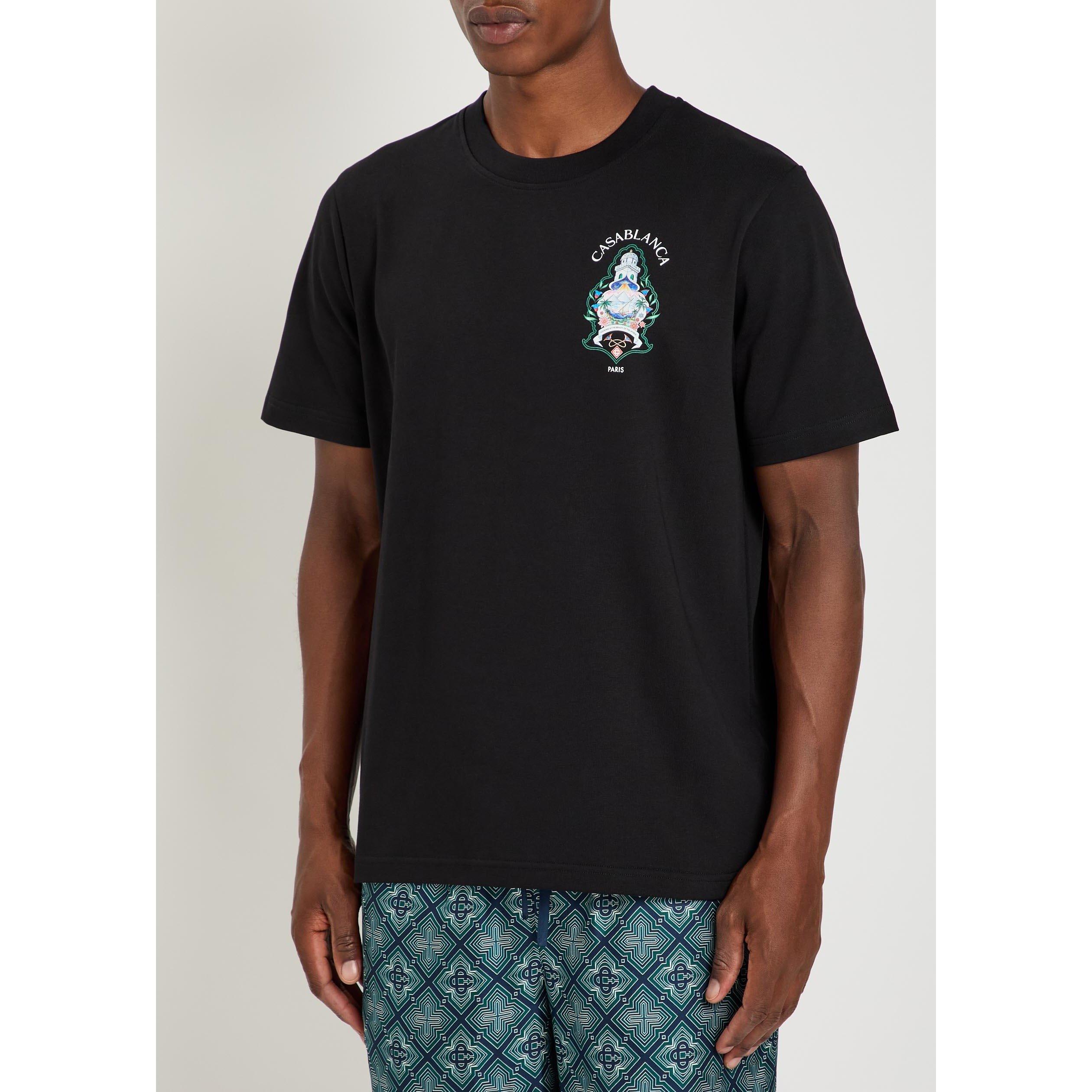 BLACK - Casablanca - Men's Casa Hotel Graphic Cotton Short-Sleeve T-Shirt - 2