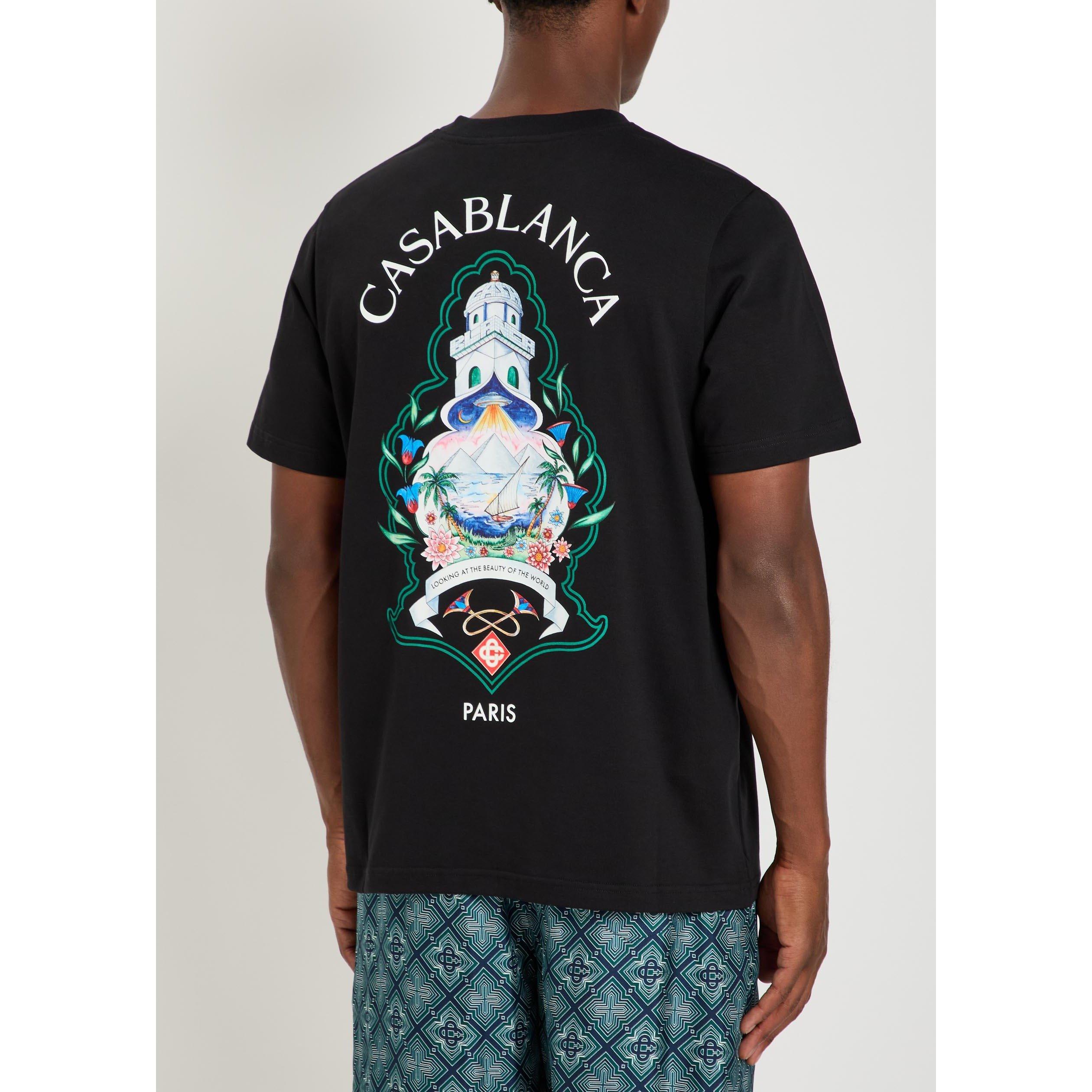 BLACK - Casablanca - Men's Casa Hotel Graphic Cotton Short-Sleeve T-Shirt - 3