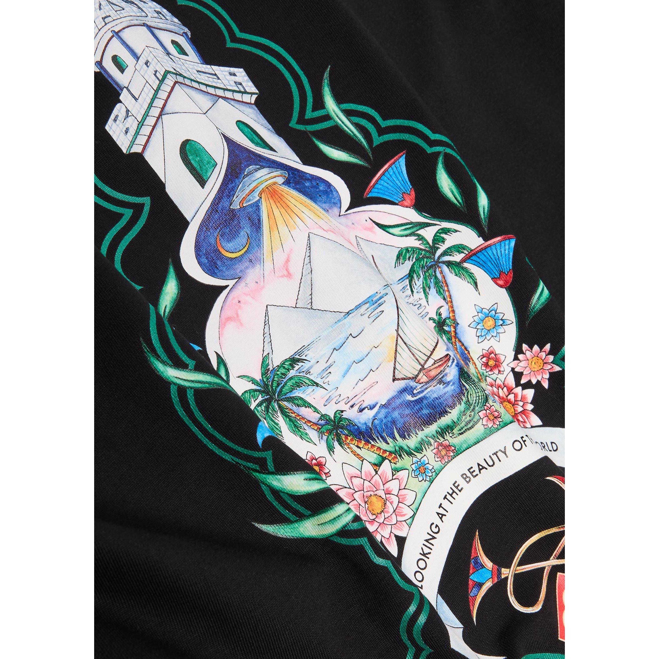 BLACK - Casablanca - Men's Casa Hotel Graphic Cotton Short-Sleeve T-Shirt - 4