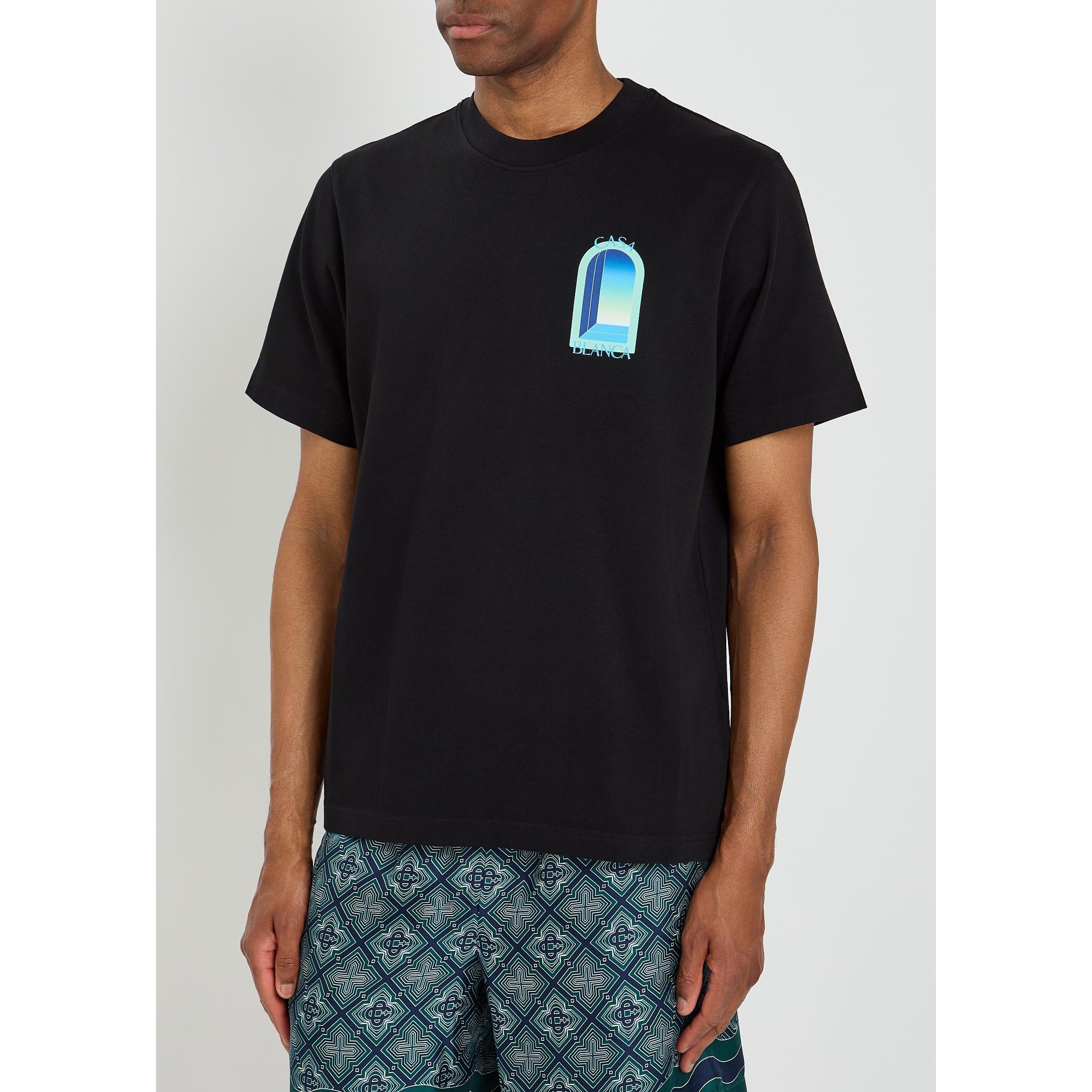 BLACK - Casablanca - Men's Casa Window Cotton Short-Sleeve T-Shirt - 2