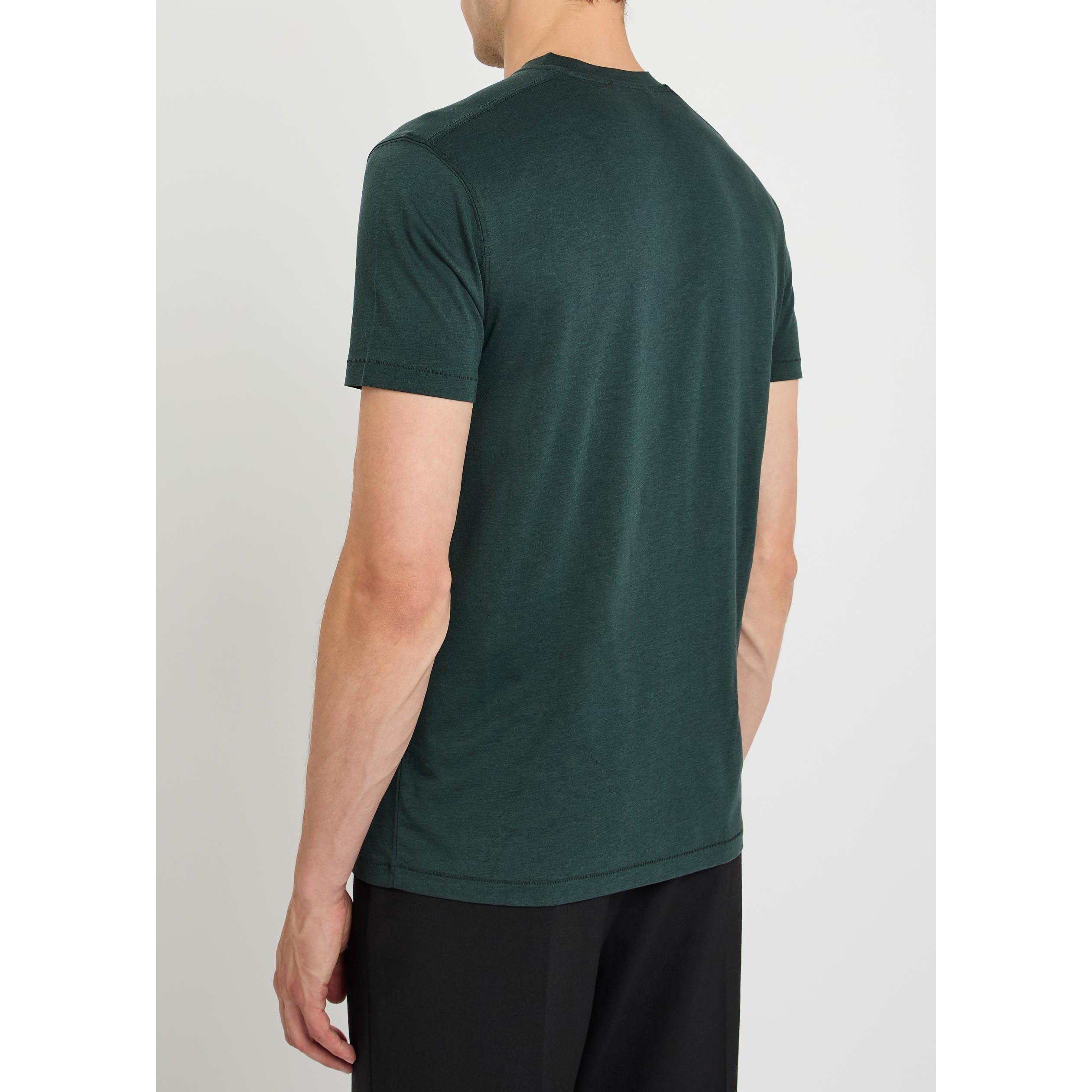 GREEN DARK - Tom Ford - TF lyocell cotton ss crew neck - 3