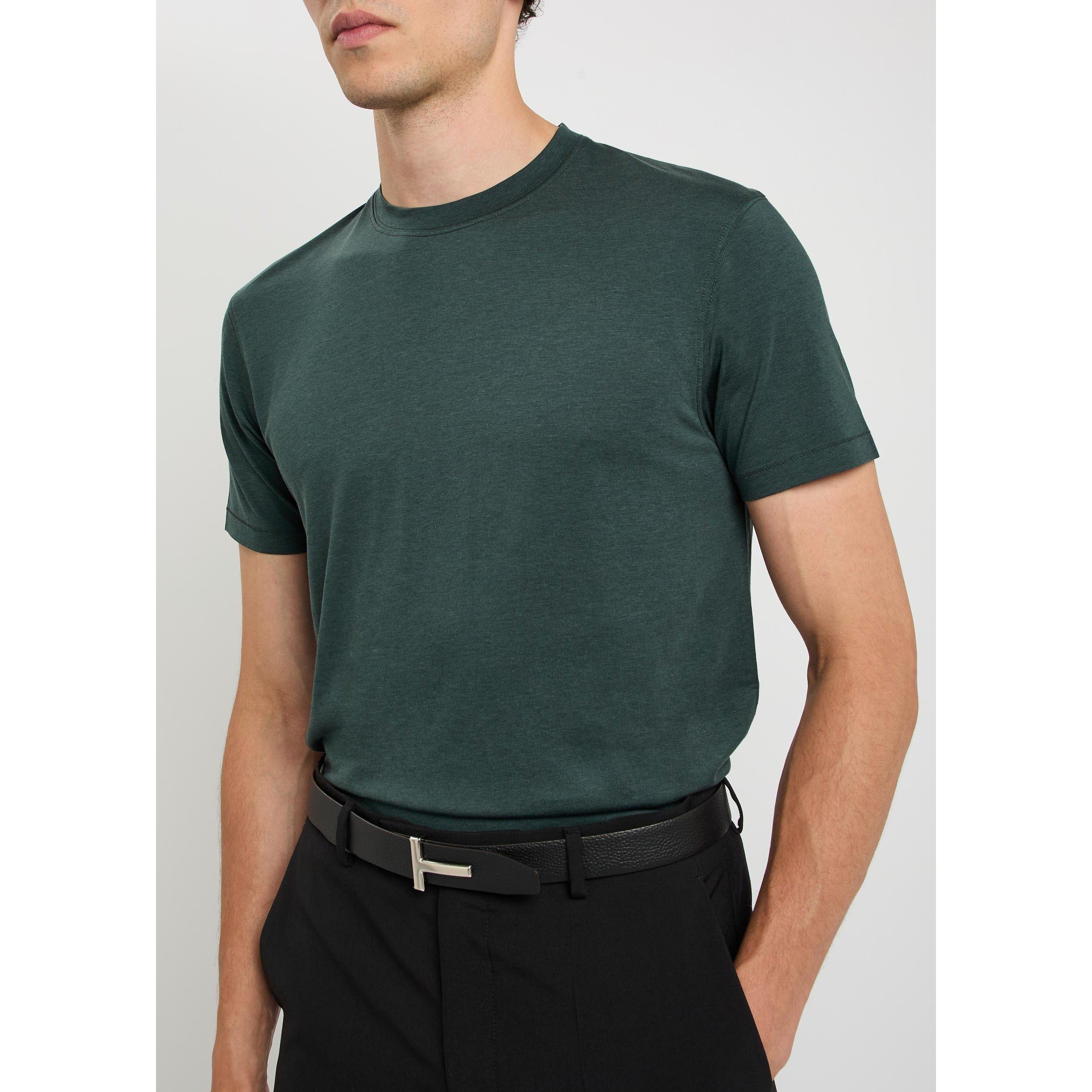 GREEN DARK - Tom Ford - TF lyocell cotton ss crew neck - 4