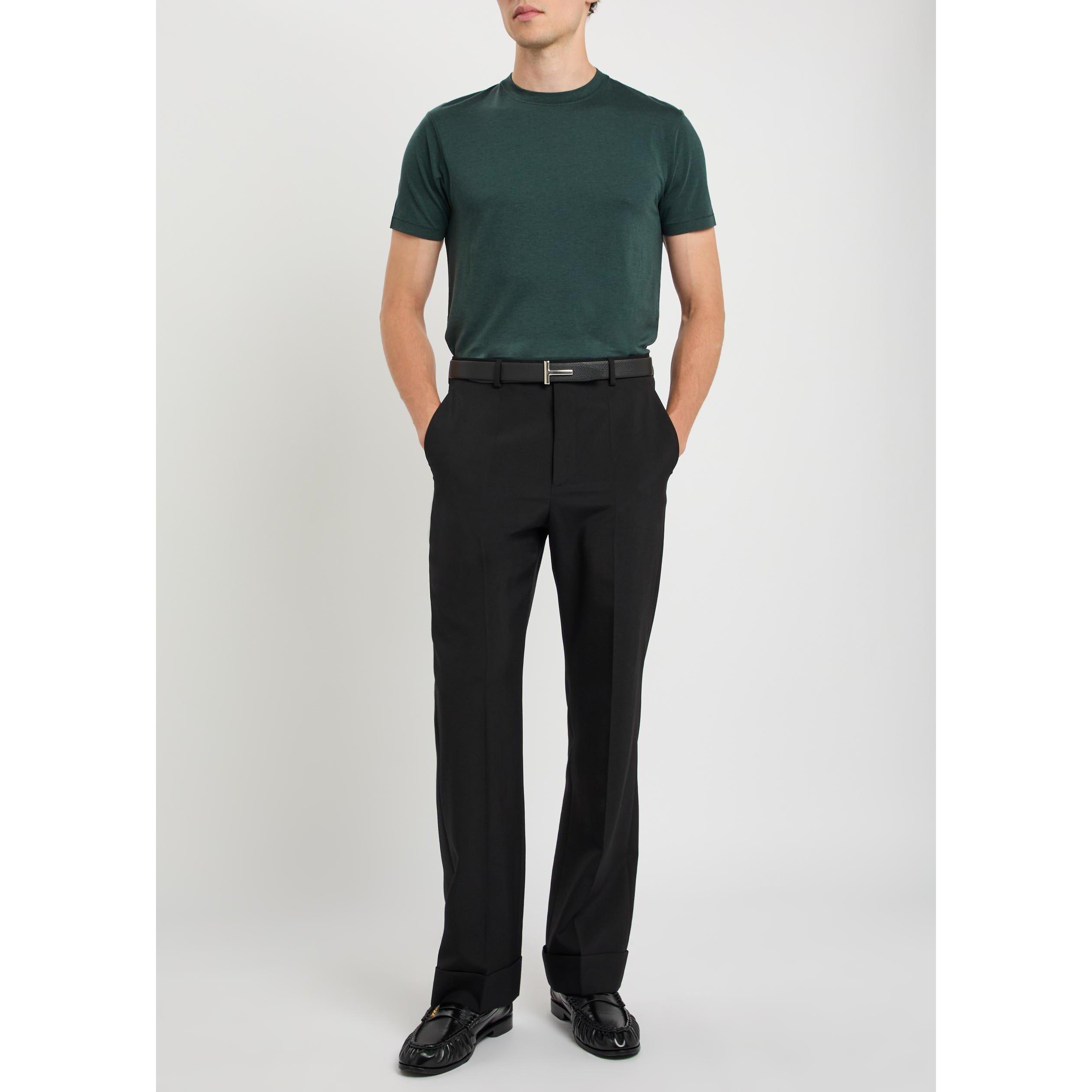 GREEN DARK - Tom Ford - TF lyocell cotton ss crew neck - 5