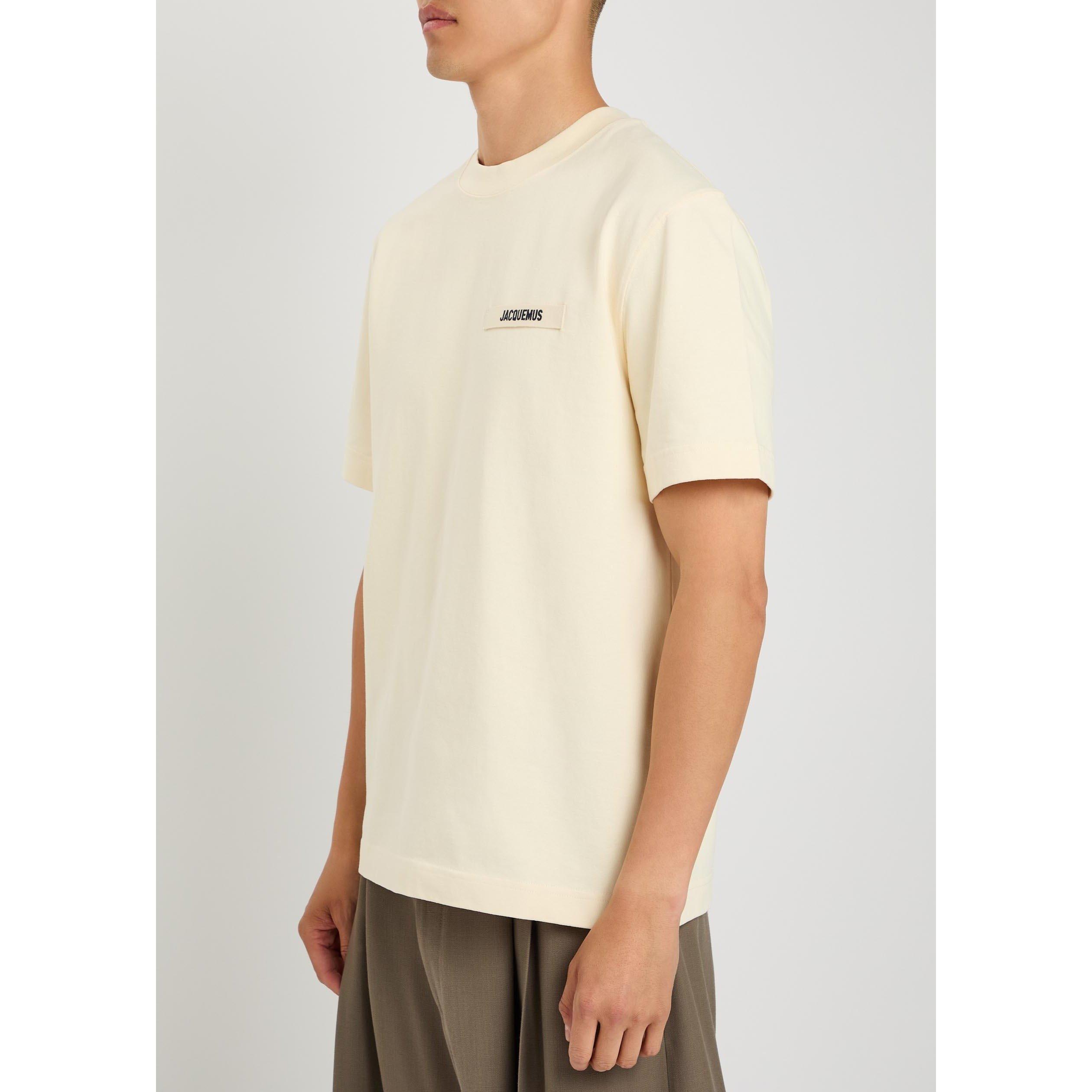 BEIGE - Jacquemus - Men's Gros Grain Cotton Short-Sleeve Crew-Neck T-Shirt - 2