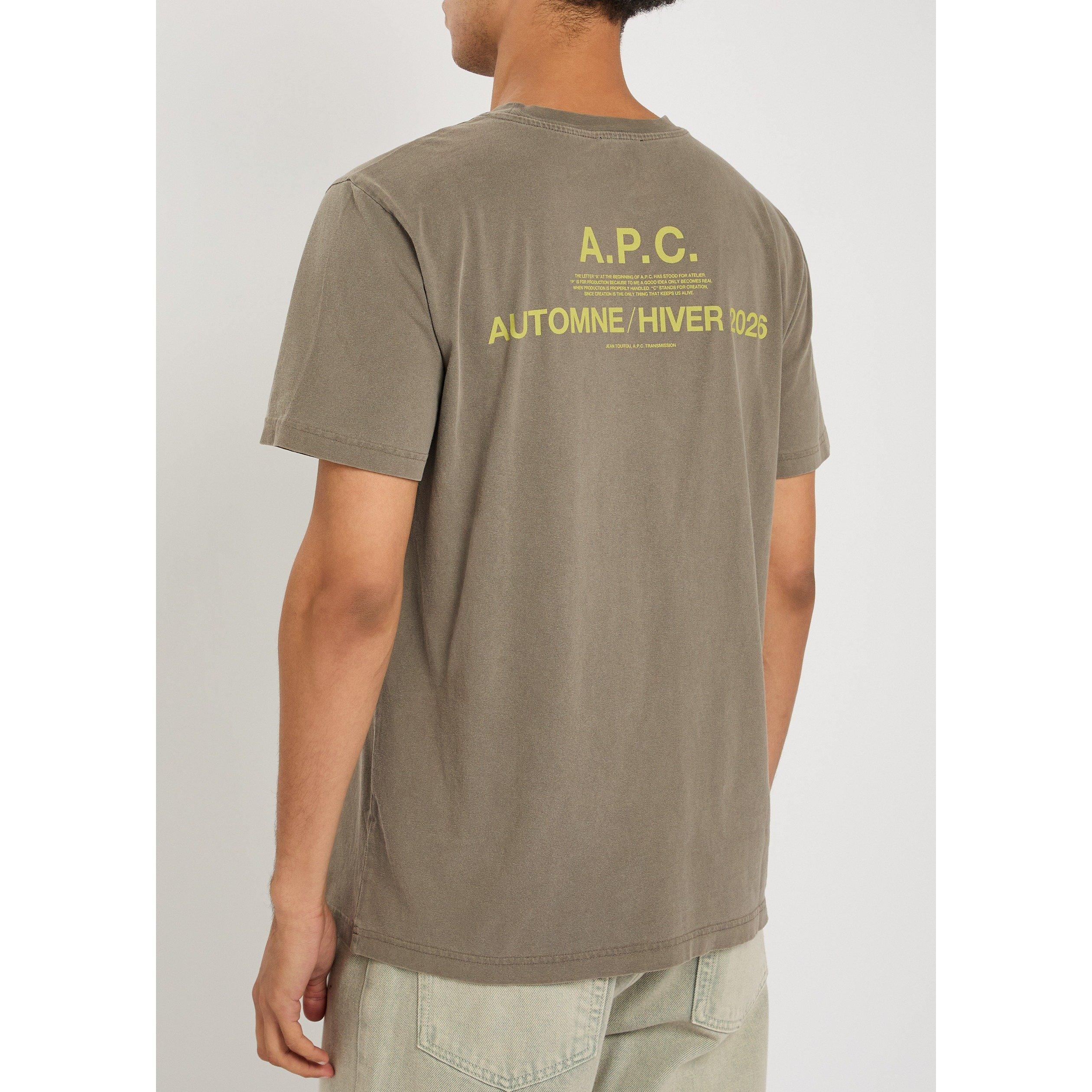 DARK GREY - APC - Men's Back Logo Cotton Short-Sleeve T-Shirt - 3