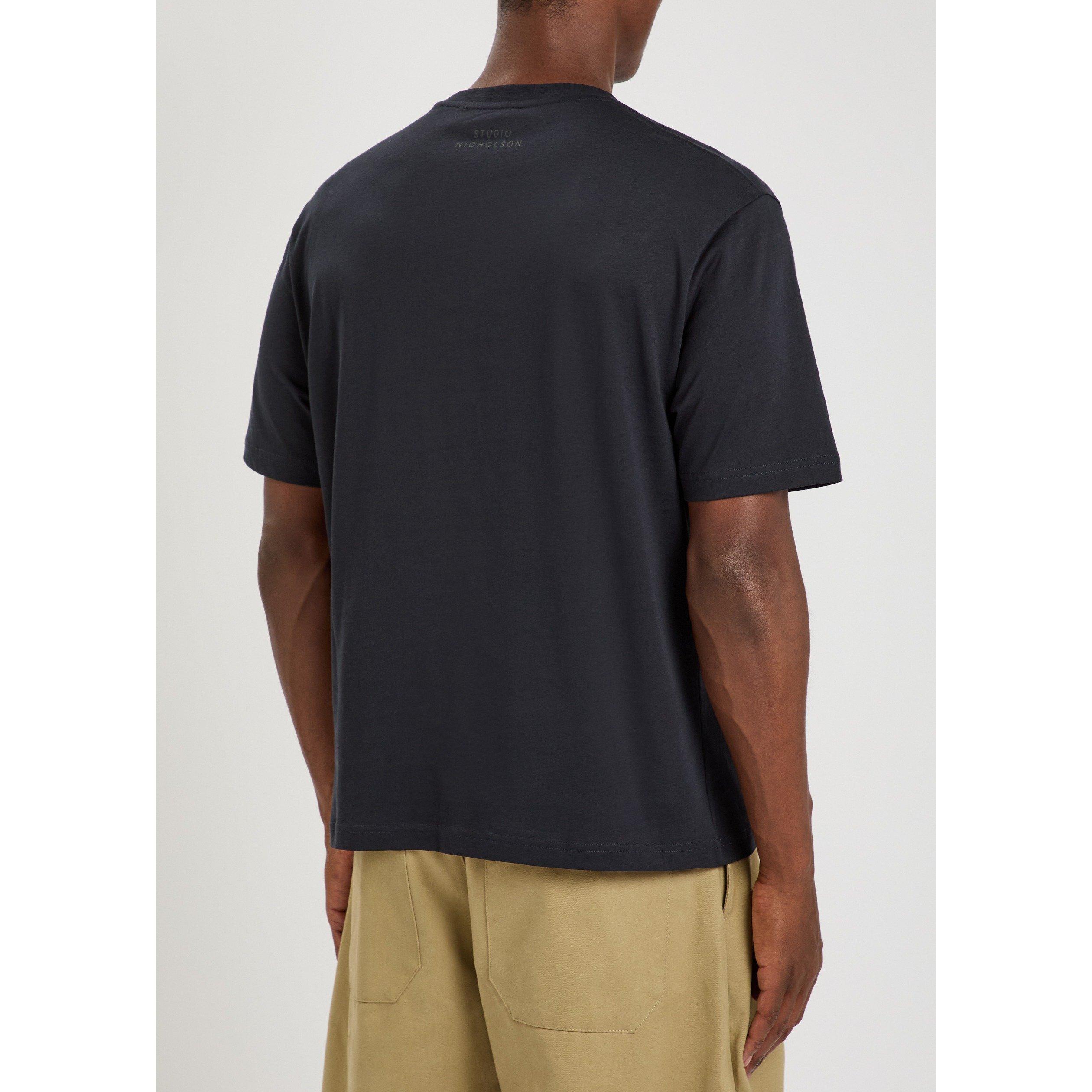 NEARLY BLACK - Studio Nicholson - BRANDED SHORT SLEEVE T SHIRT - 3