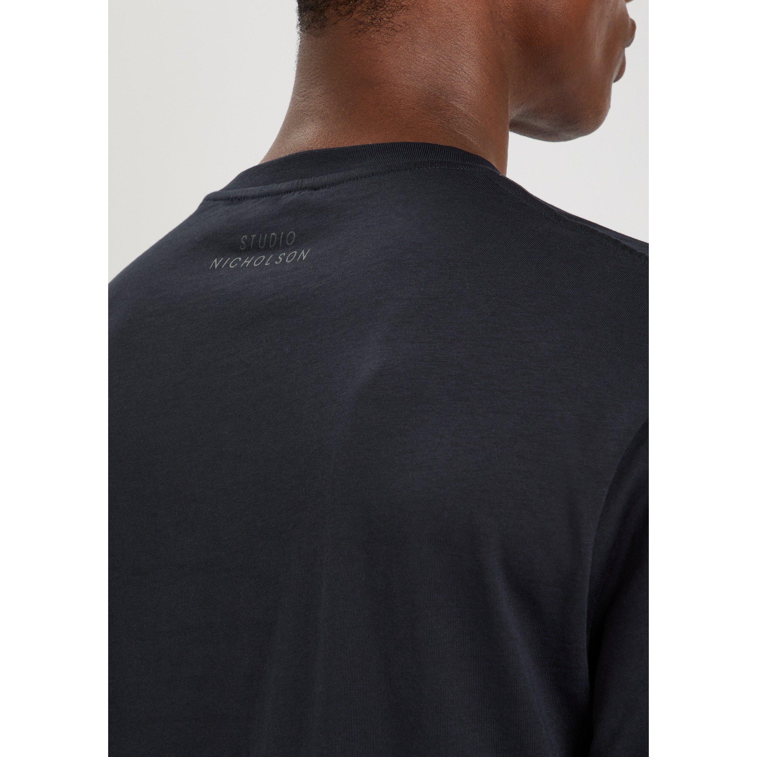 NEARLY BLACK - Studio Nicholson - BRANDED SHORT SLEEVE T SHIRT - 4