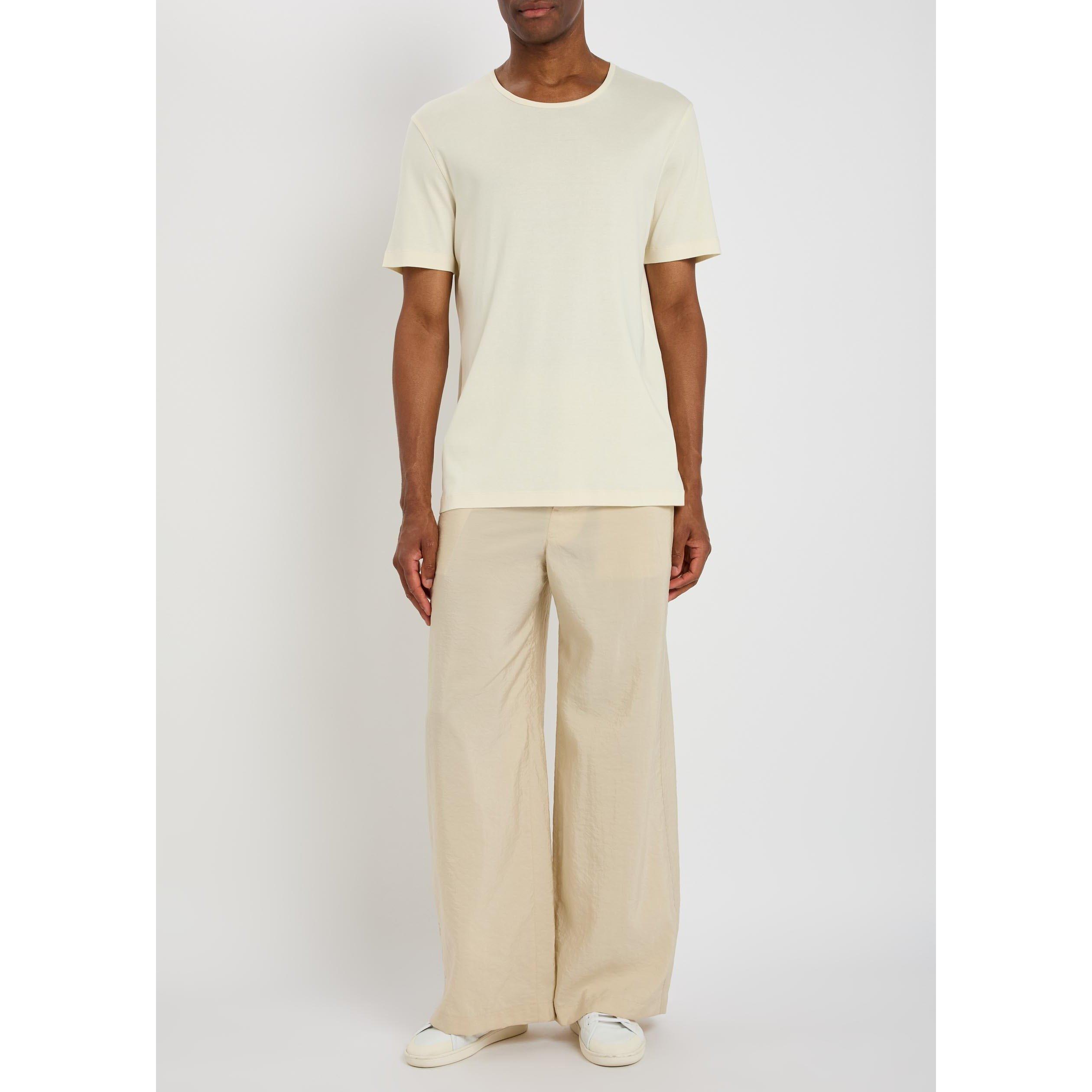 CREAM - Lemaire - Men's U Neck Cotton T-Shirt - 5