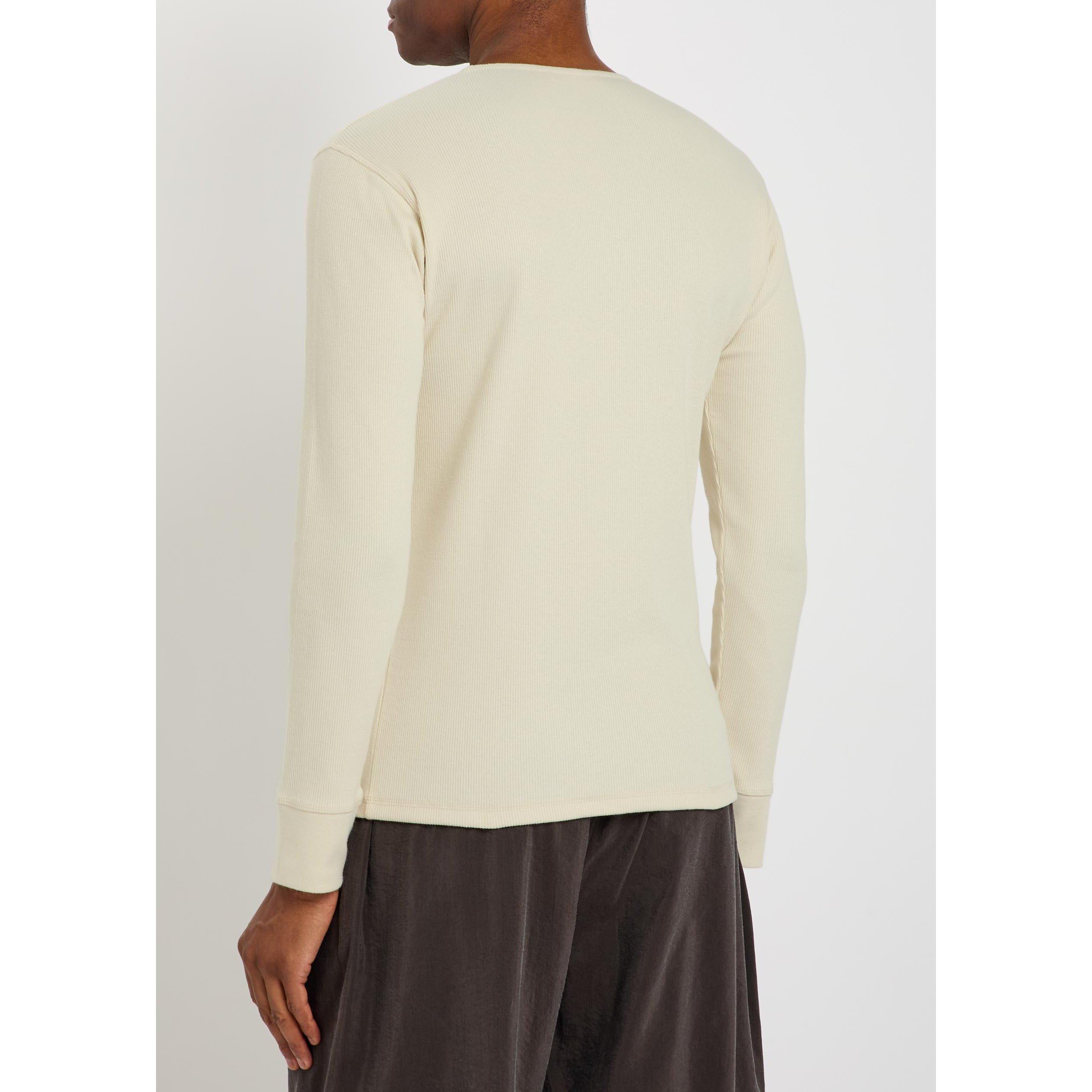 OFF WHITE - Lemaire - Men's Cotton Long-Sleeve T-Shirt - 3
