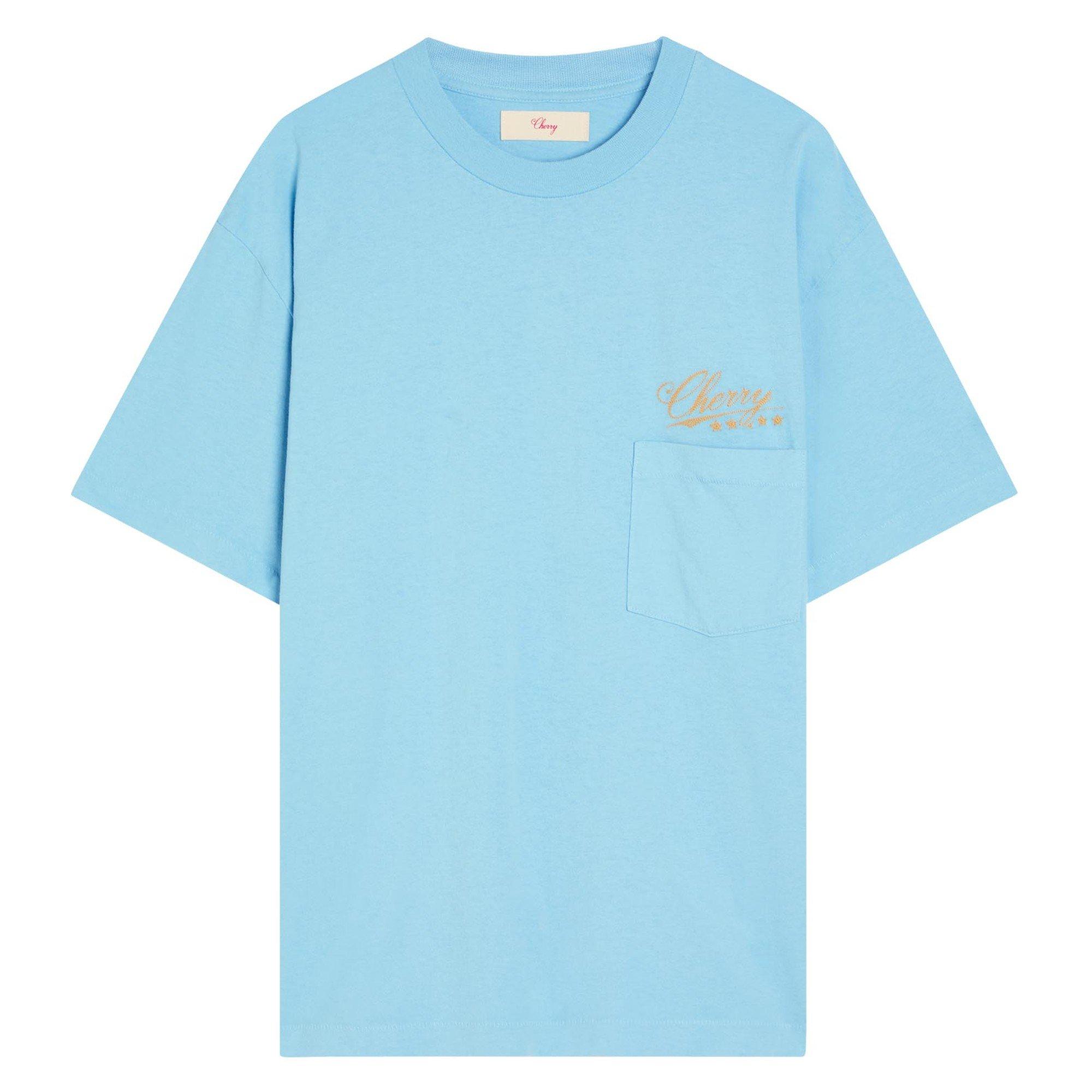 LIGHT BLUE - Cherry LA - FIVE STAR BOXY POCKET T-S