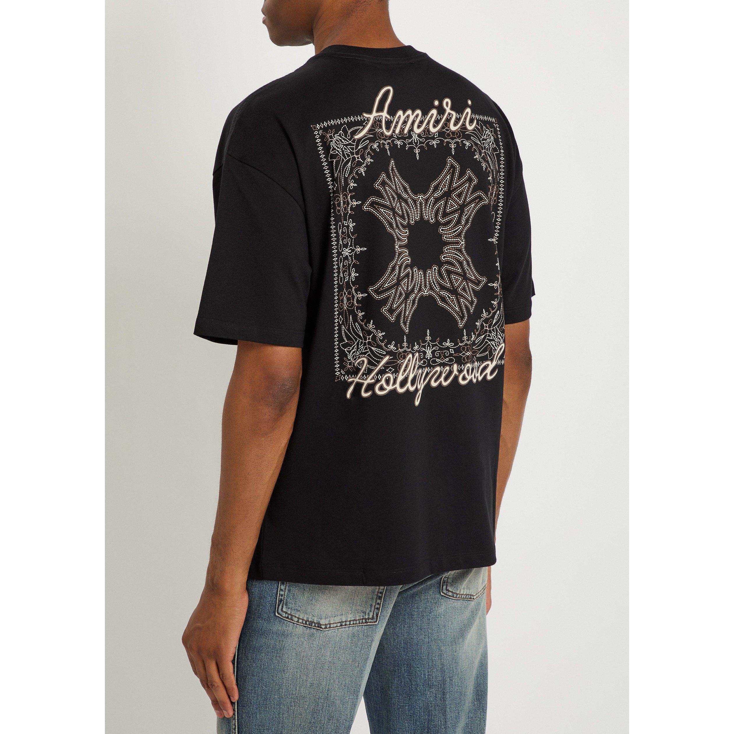 BLACK - Amiri - Men's Quad Bandana Cotton Relaxed-Fit T-Shirt - 3