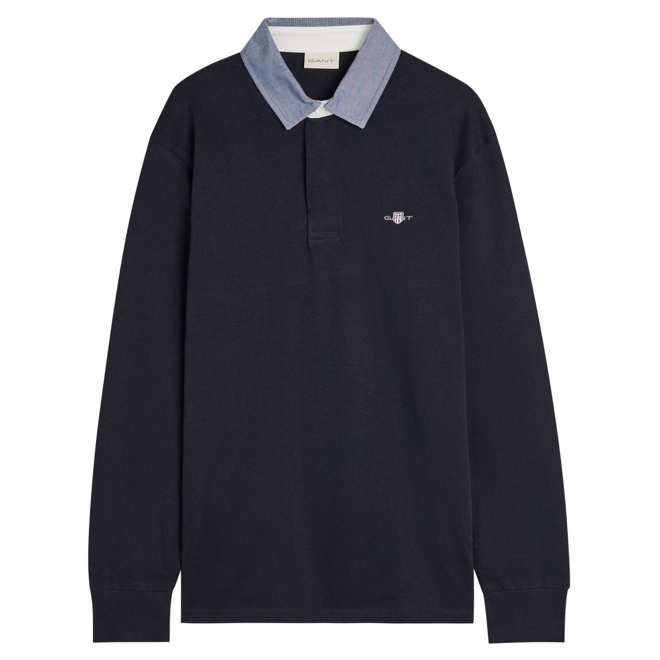 NAVY - Gant - GANT CHMBRY CLR RUGBY POLO LS