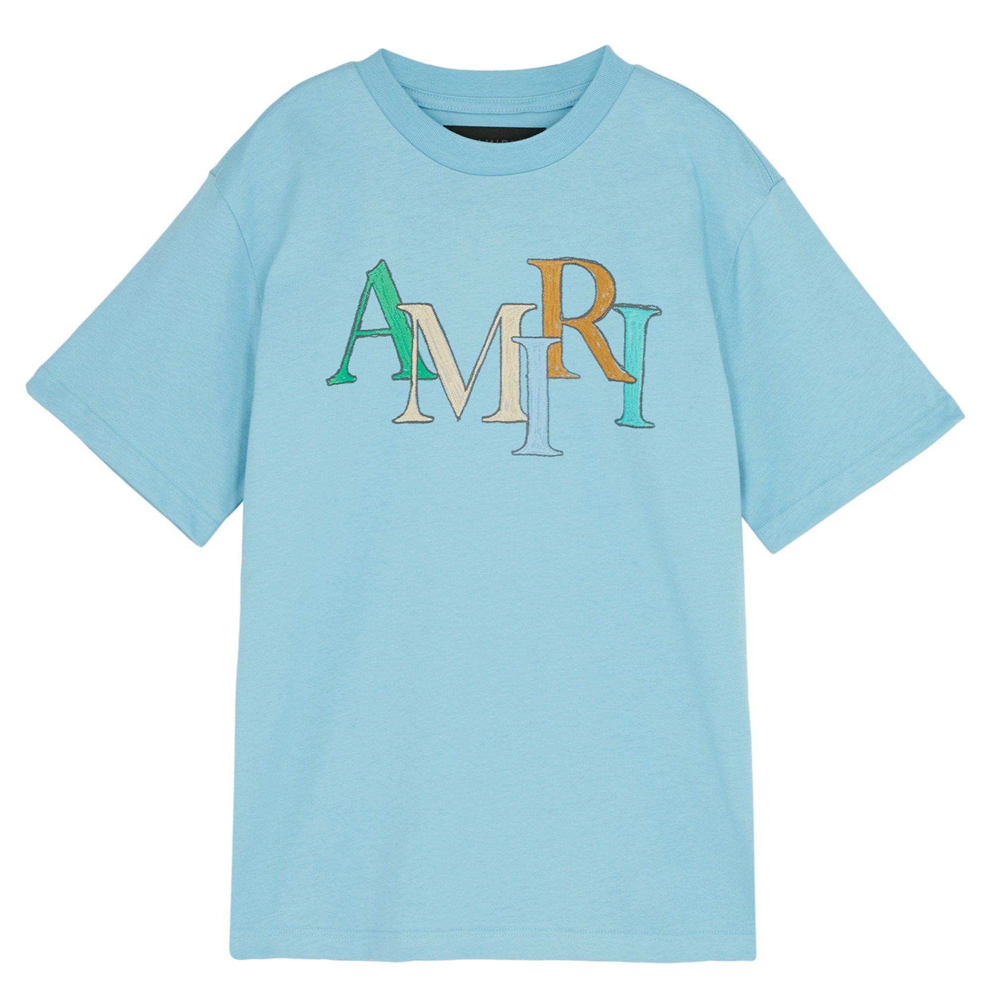 BLUE - Amiri - AM STAGGERED SCRIBBLE TEE - 1