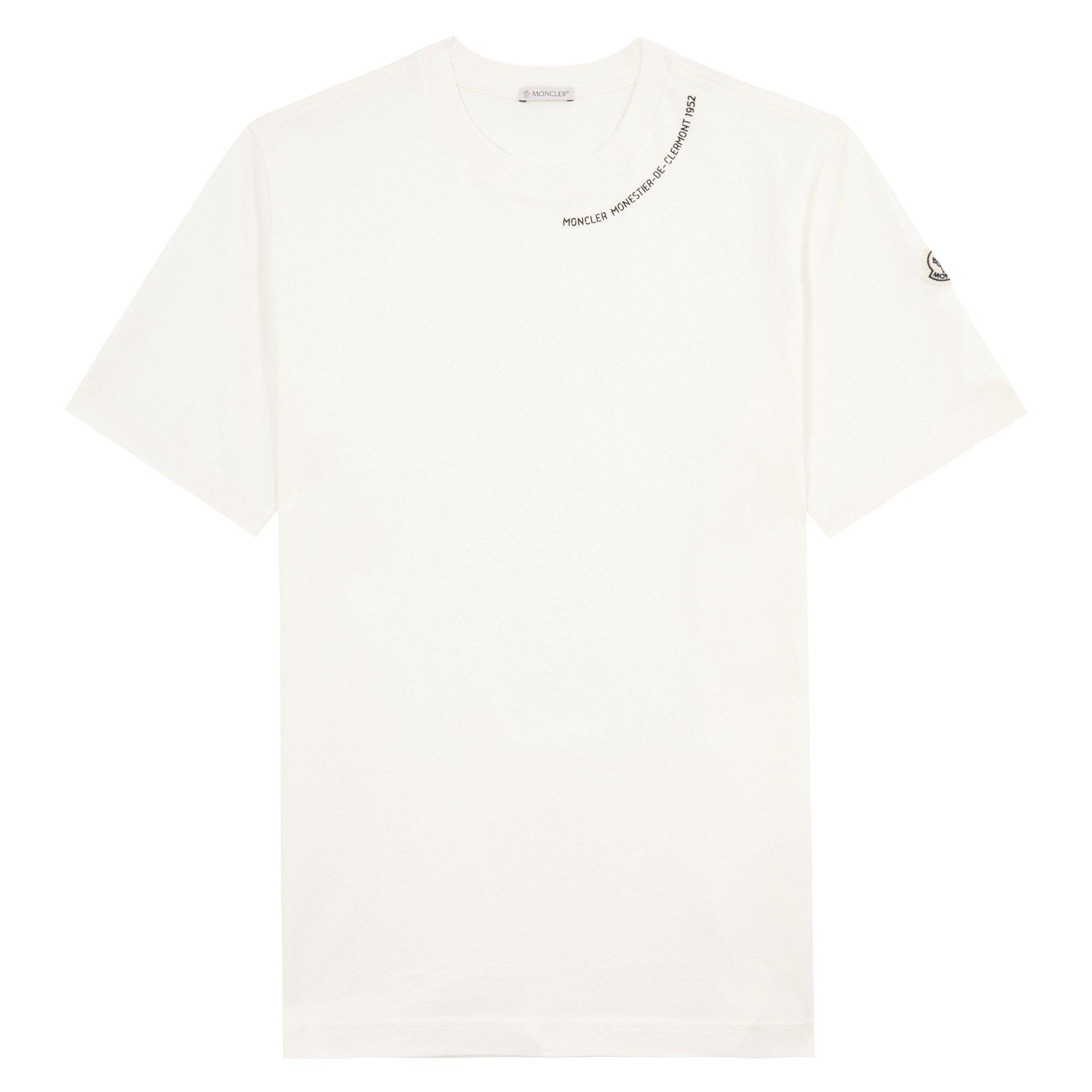 CREAM - Moncler - MONC NECK LOGO SS T-SHIRT - 1