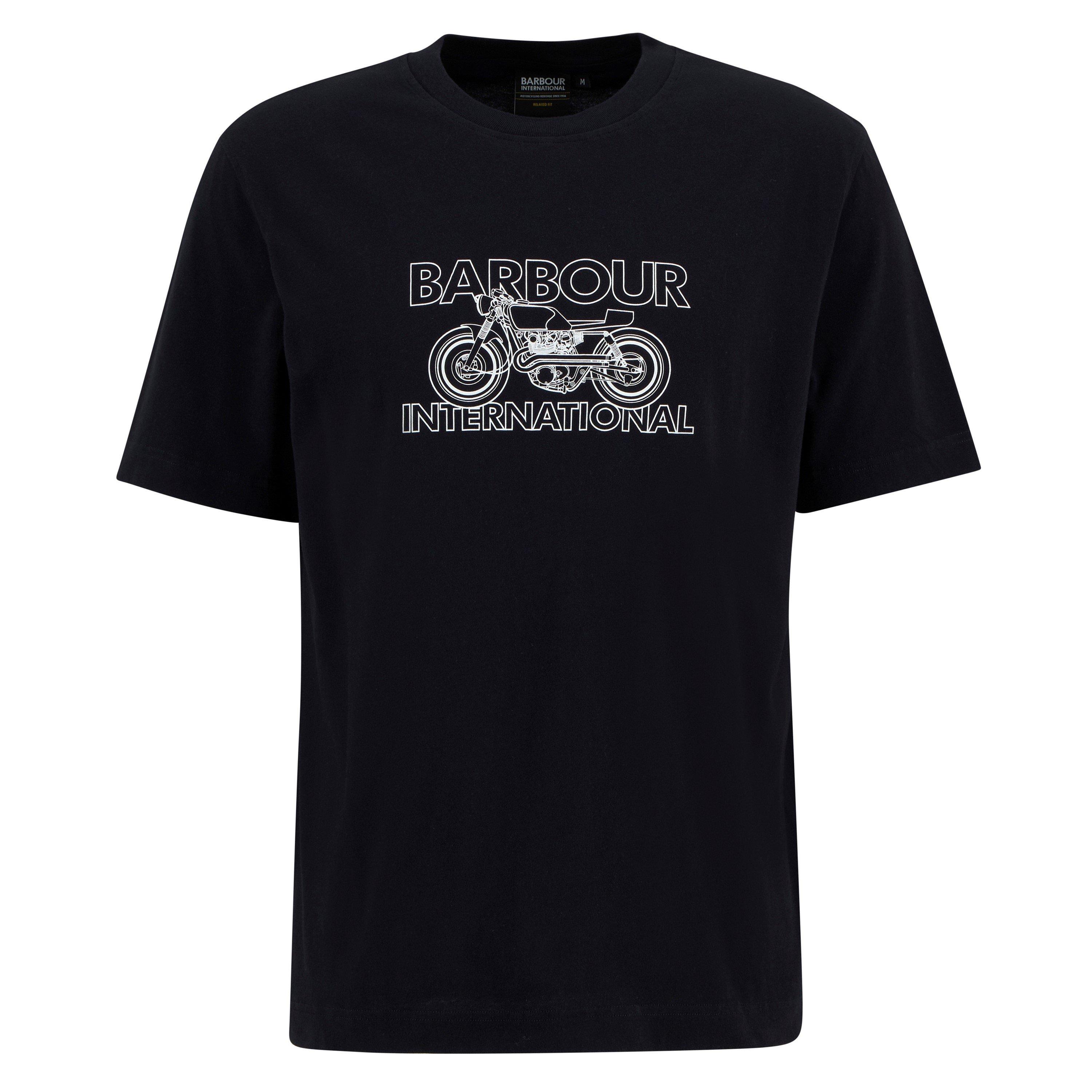 Black BK11 - Barbour International - Mens Cowl Motorbike Graphic T-Shirt - 1