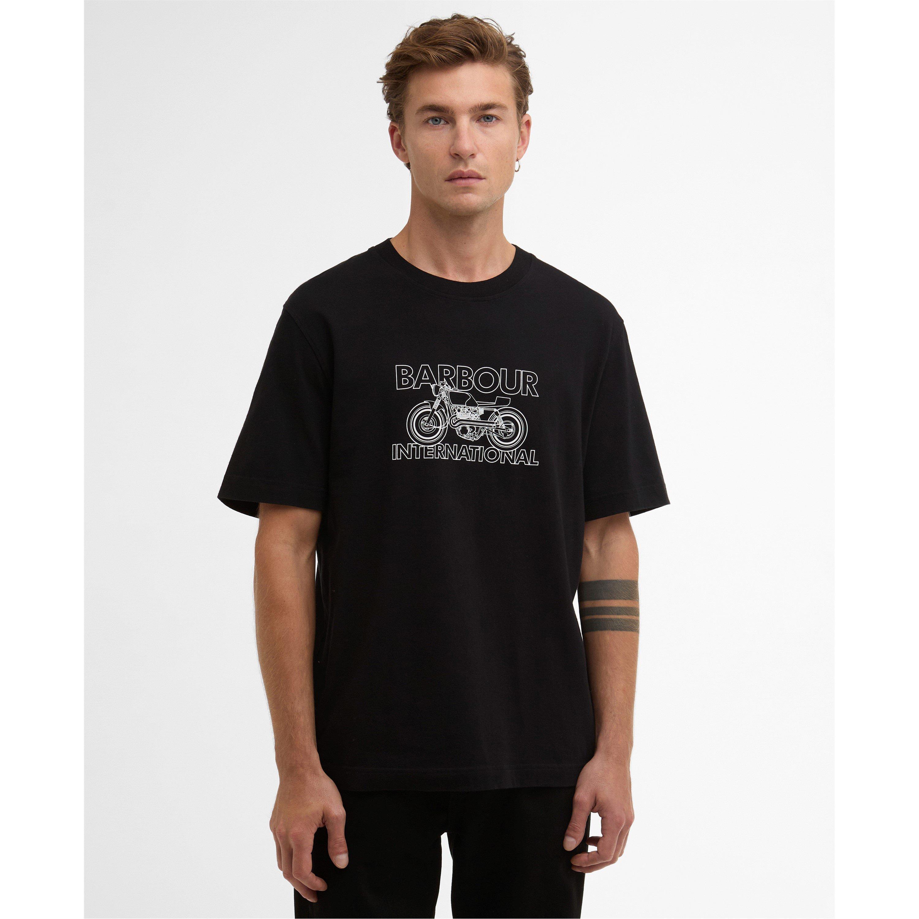 Black BK11 - Barbour International - Mens Cowl Motorbike Graphic T-Shirt - 2