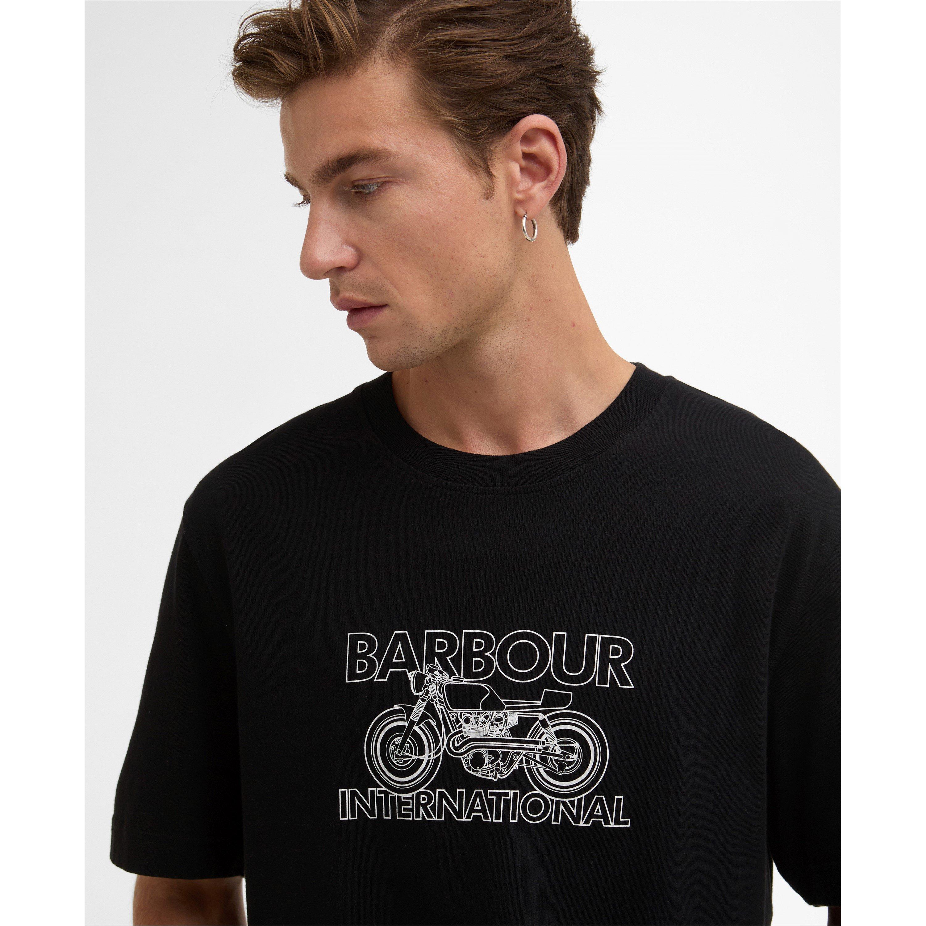 Black BK11 - Barbour International - Mens Cowl Motorbike Graphic T-Shirt - 4