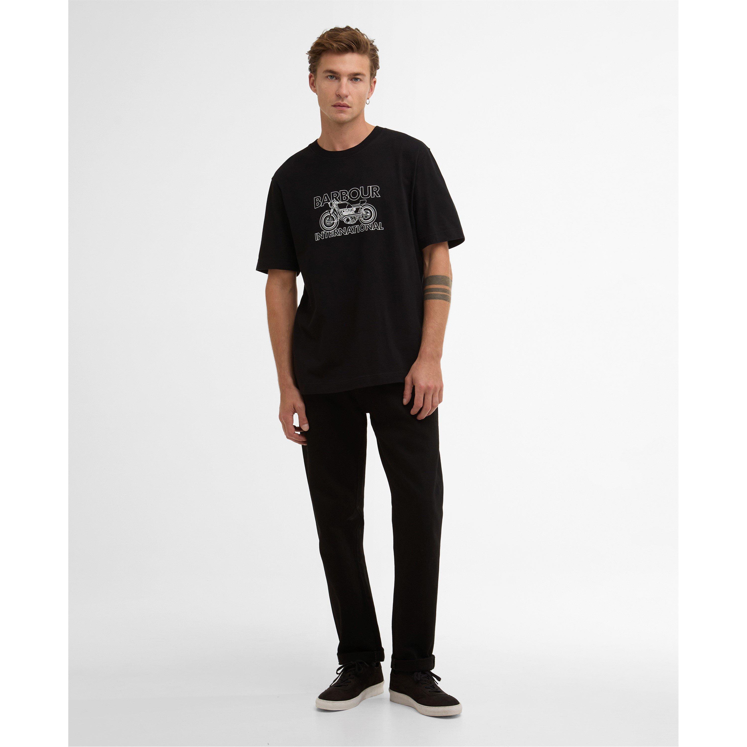 Black BK11 - Barbour International - Mens Cowl Motorbike Graphic T-Shirt - 5