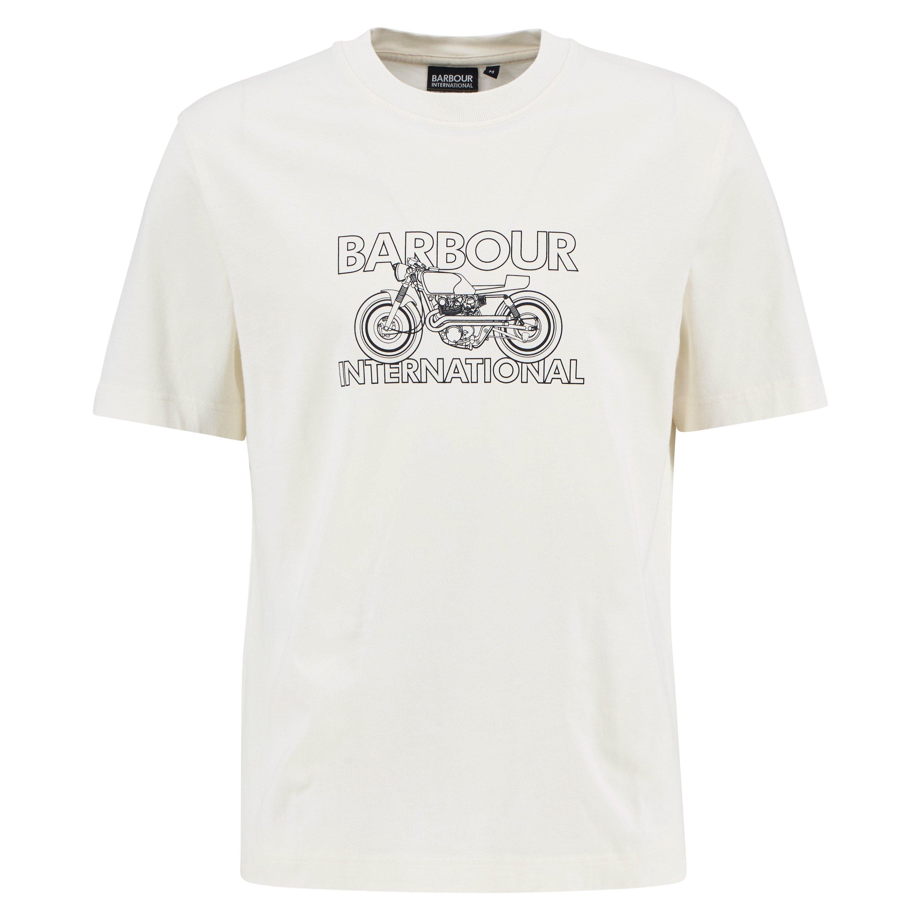 Whisper White - Barbour International - Mens Cowl Motorbike Graphic T-Shirt - 1