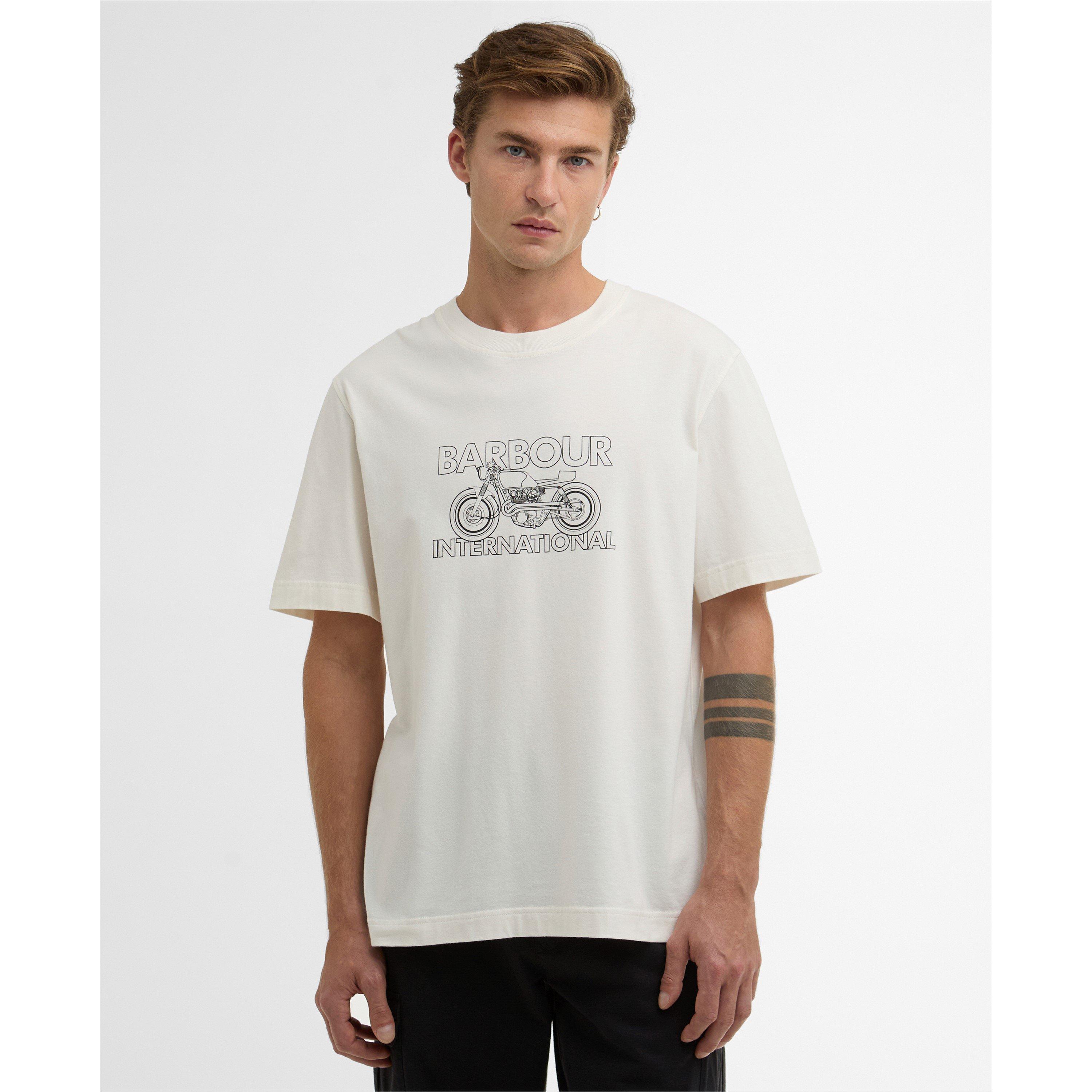 Whisper White - Barbour International - Mens Cowl Motorbike Graphic T-Shirt - 2