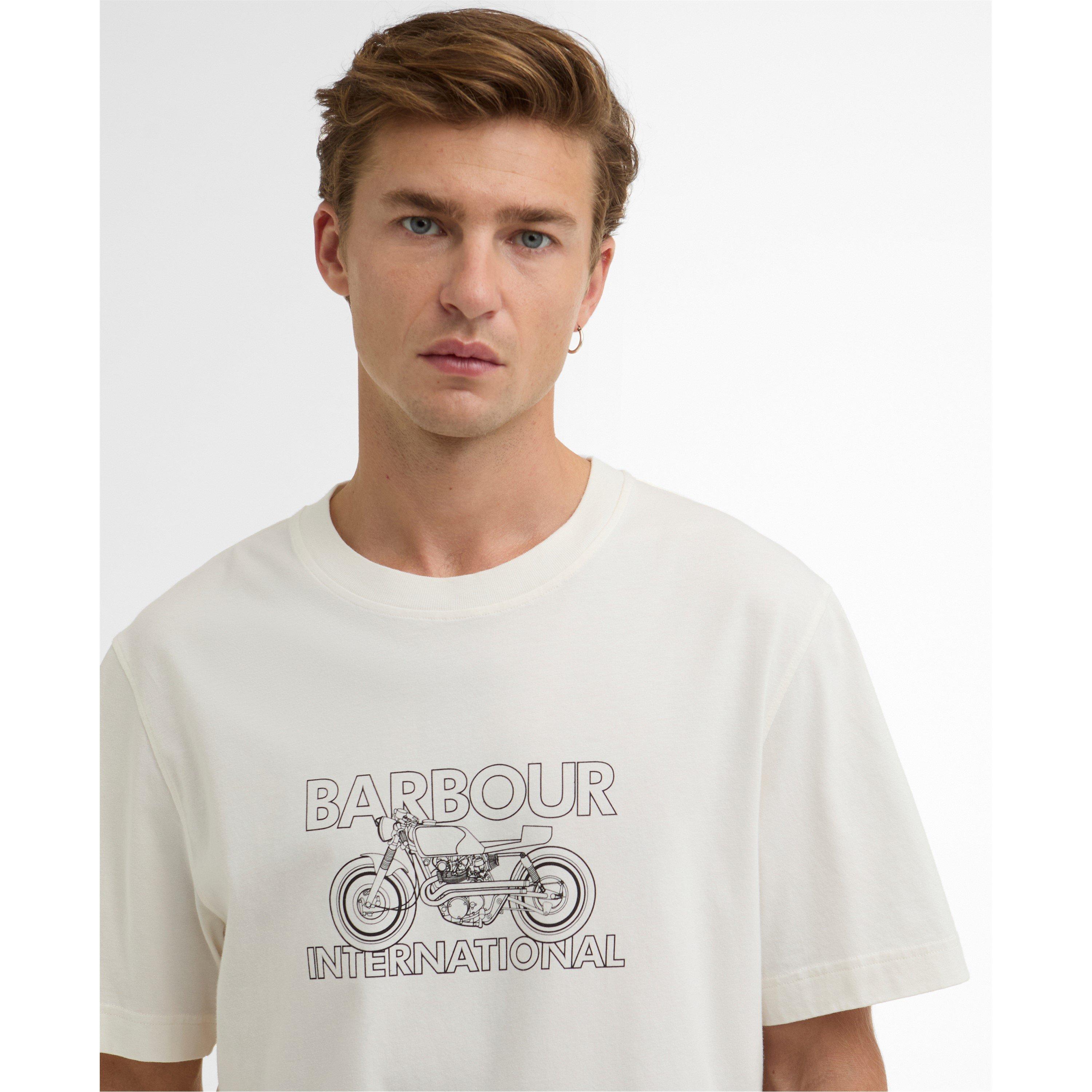 Whisper White - Barbour International - Mens Cowl Motorbike Graphic T-Shirt - 4