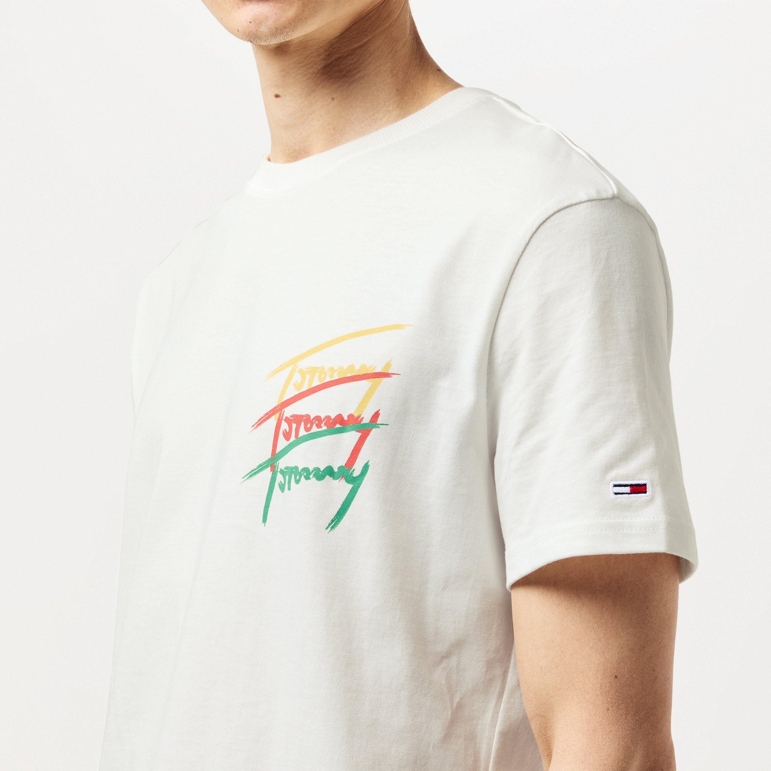 Ecru - Tommy Jeans - Men's TJM Twisted Signature Regular Fit T-Shirt - 5