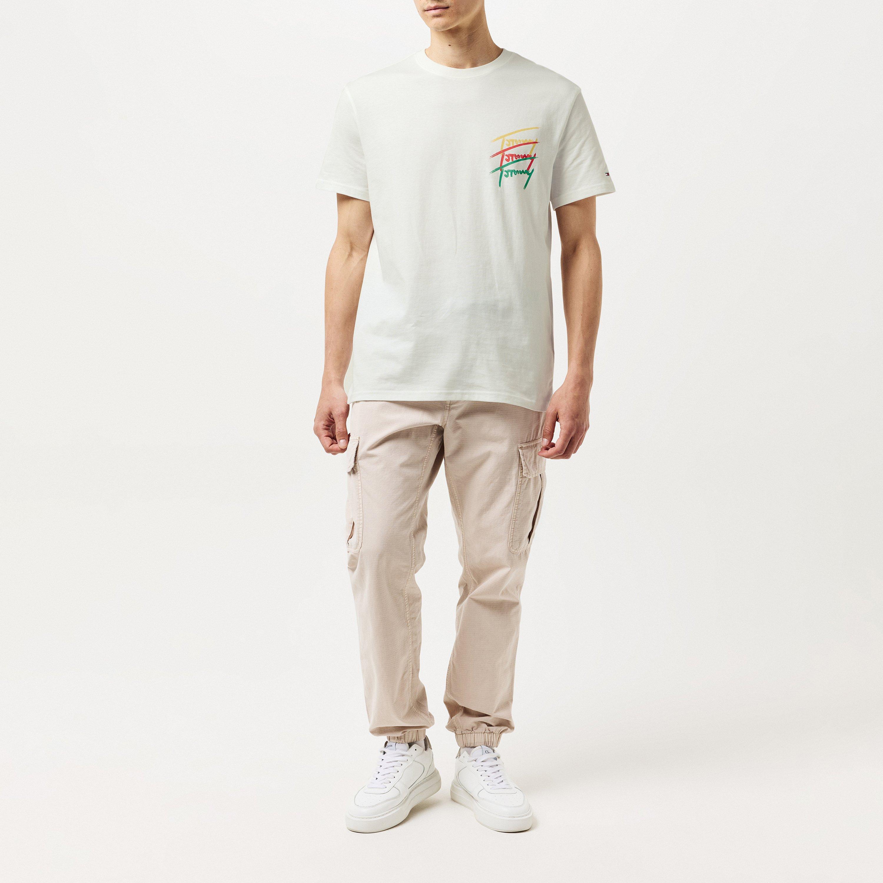 Ecru - Tommy Jeans - Men's TJM Twisted Signature Regular Fit T-Shirt - 7