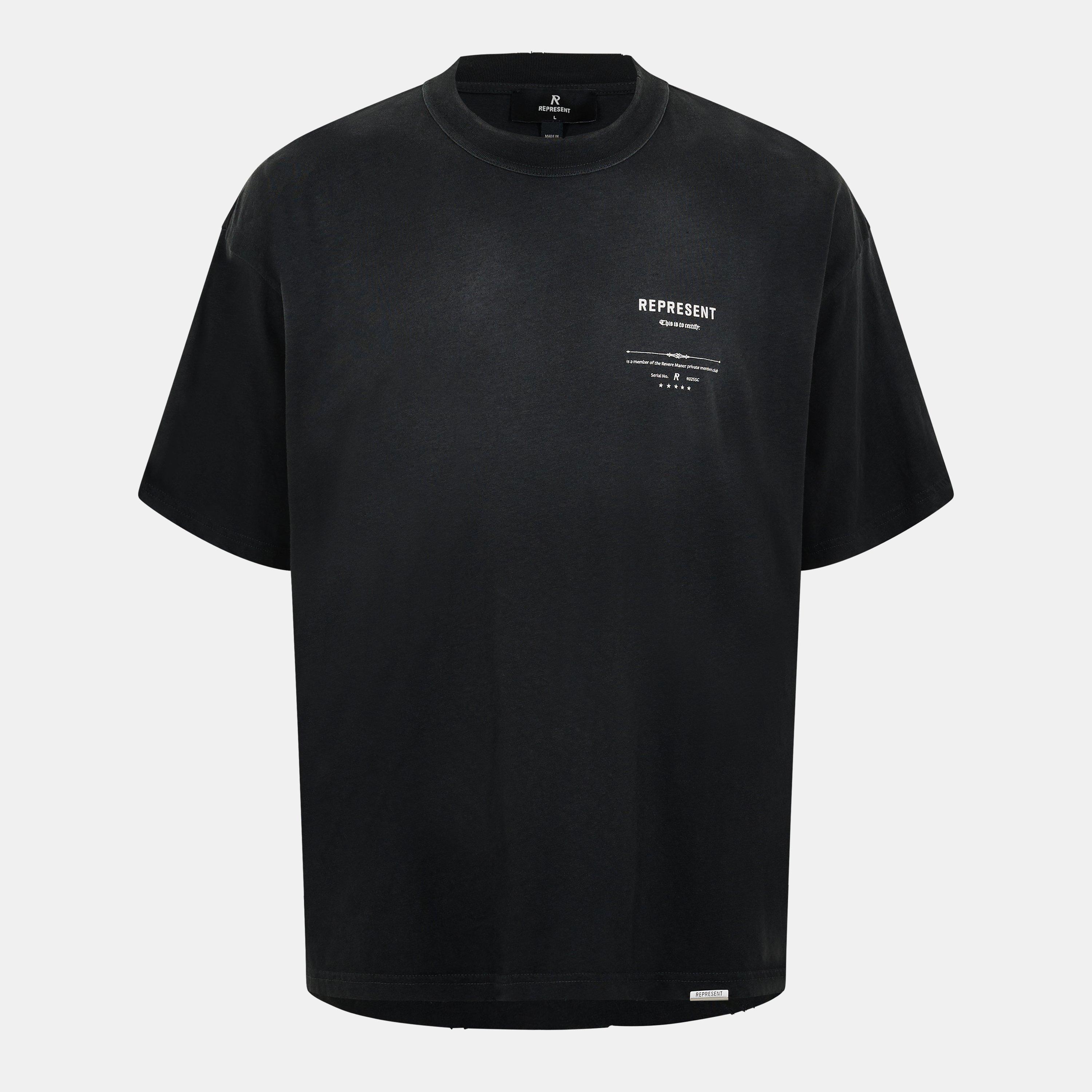 Represent Men's Revere Manor Cotton Hemp Short Sleeve Oversized T-Shirt - Stained Black - XS