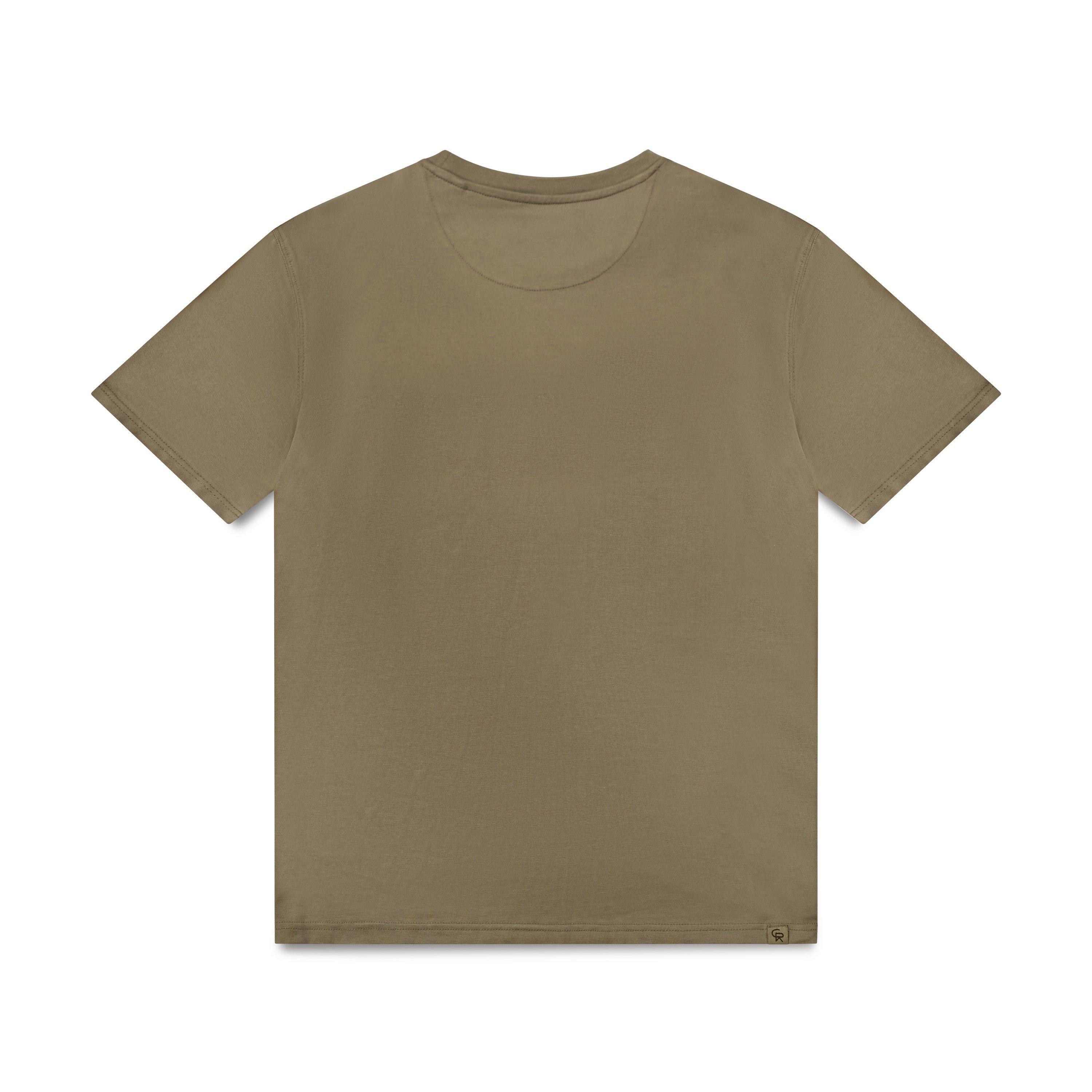 Olijf - Christian Rose - Men's Left Chest Rhinestone Plate Cotton Oversized-Fit T-Shirt - 2