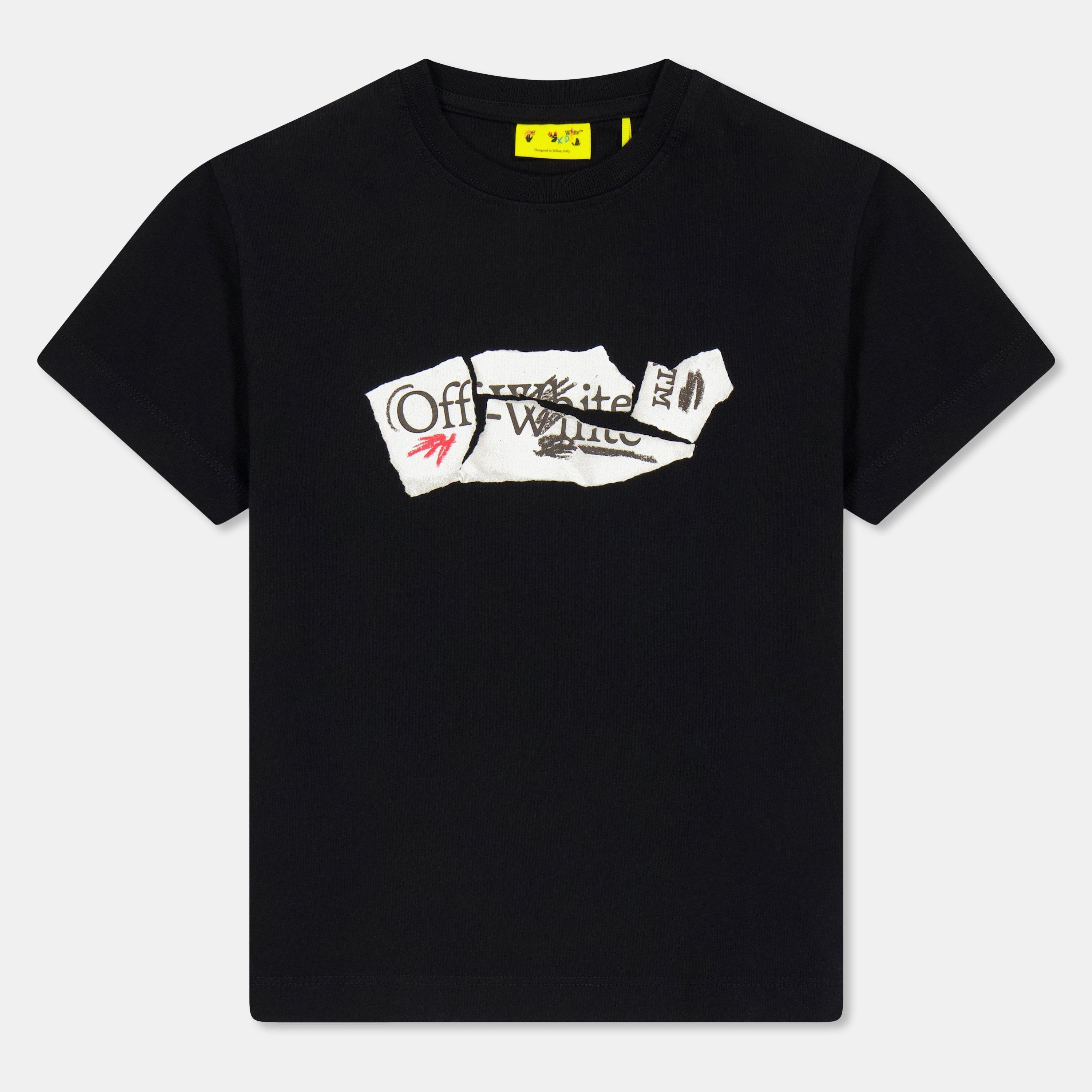 Black 1001 - Off White - Unisex Kids' Paper Logo T-Shirt - 1