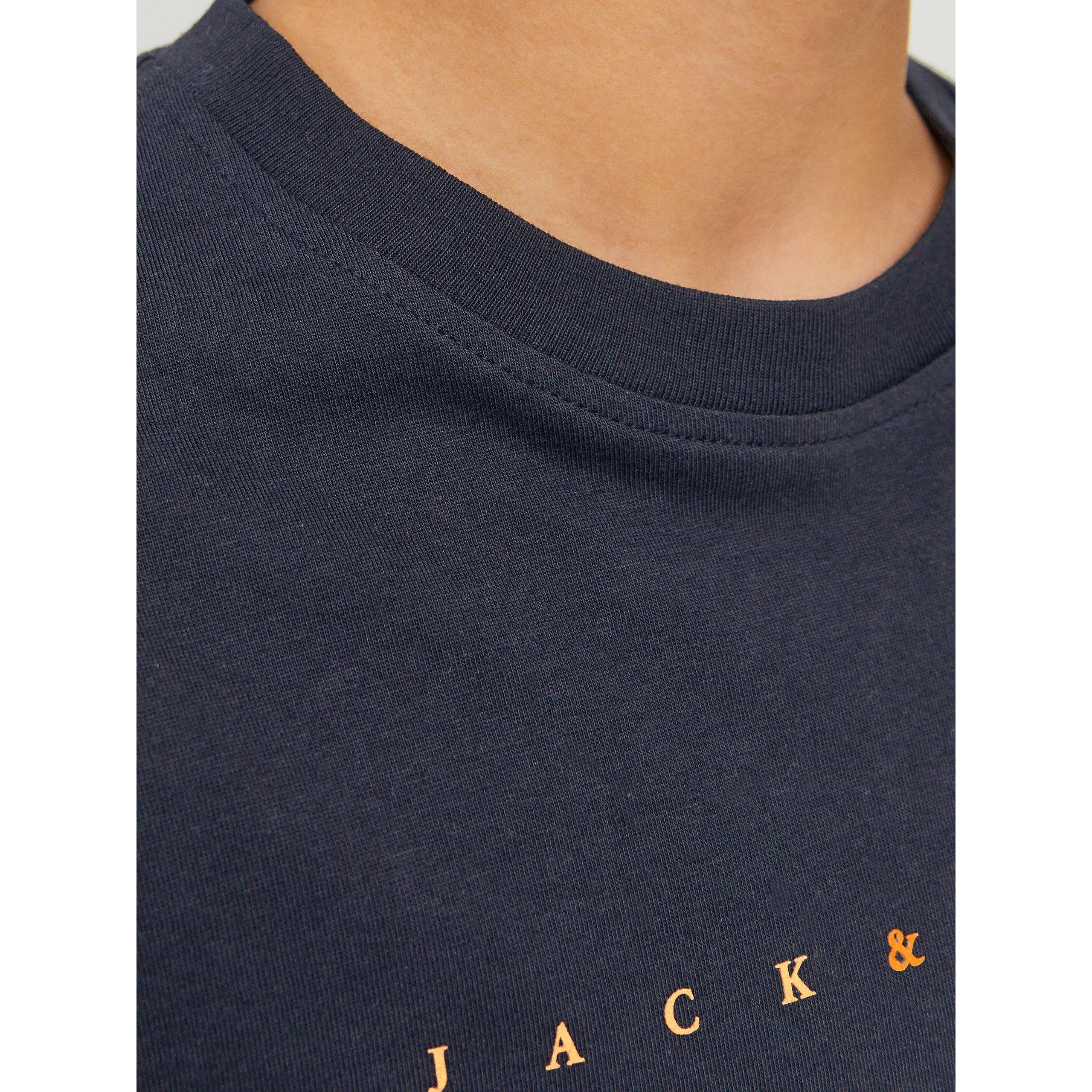 Dark Navy - Jack and Jones - Kids' Junior Logo Regular Fit T-Shirt - 4